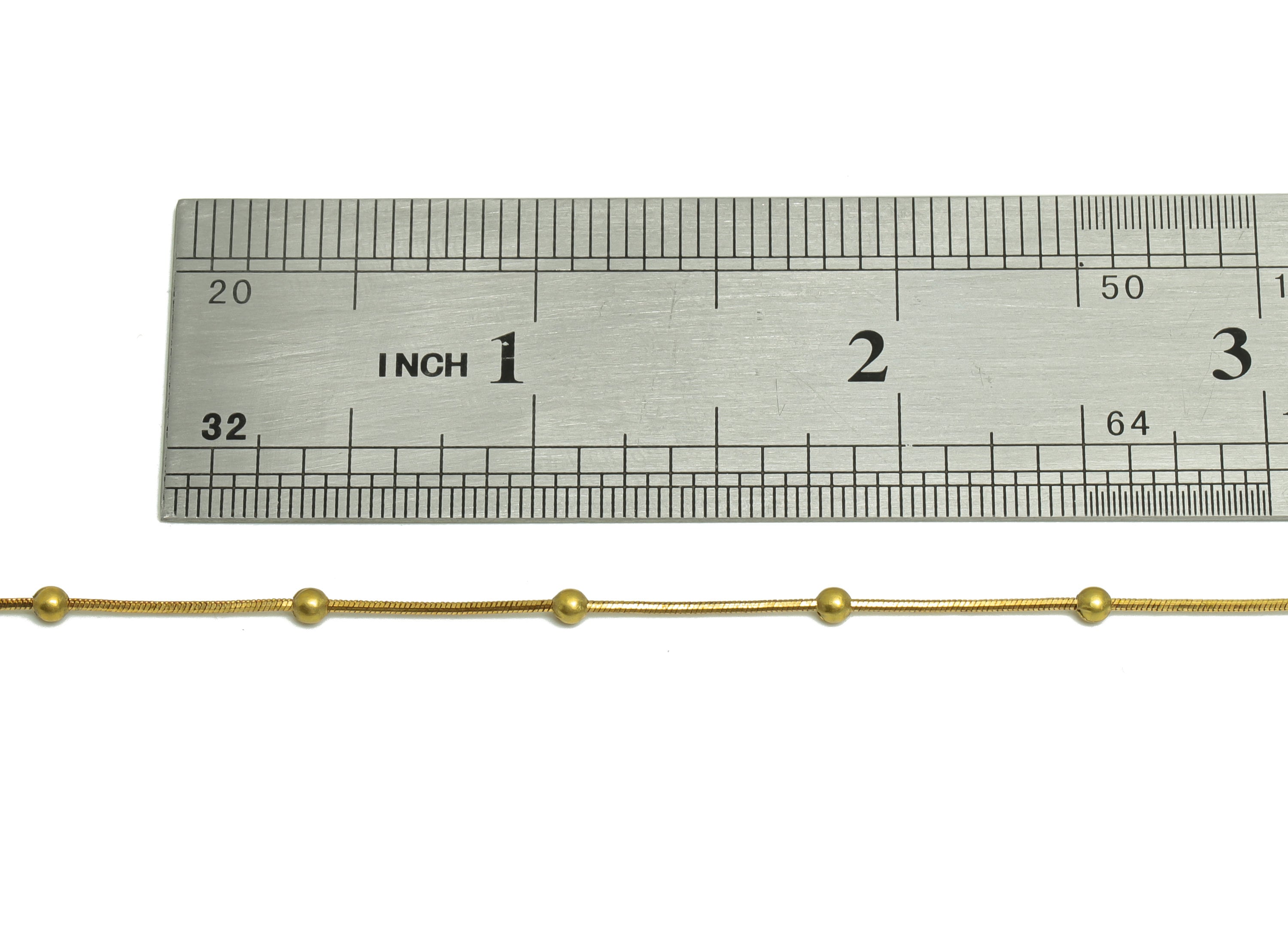 0.8mm Finished Snake Chain - 43+6CM 2.4mm Ball Beaded Snake Chain - Raw Brass Finished Snake Chain - Finished Snake Chain Necklace - CC1272 - DOMEDBAZAAR