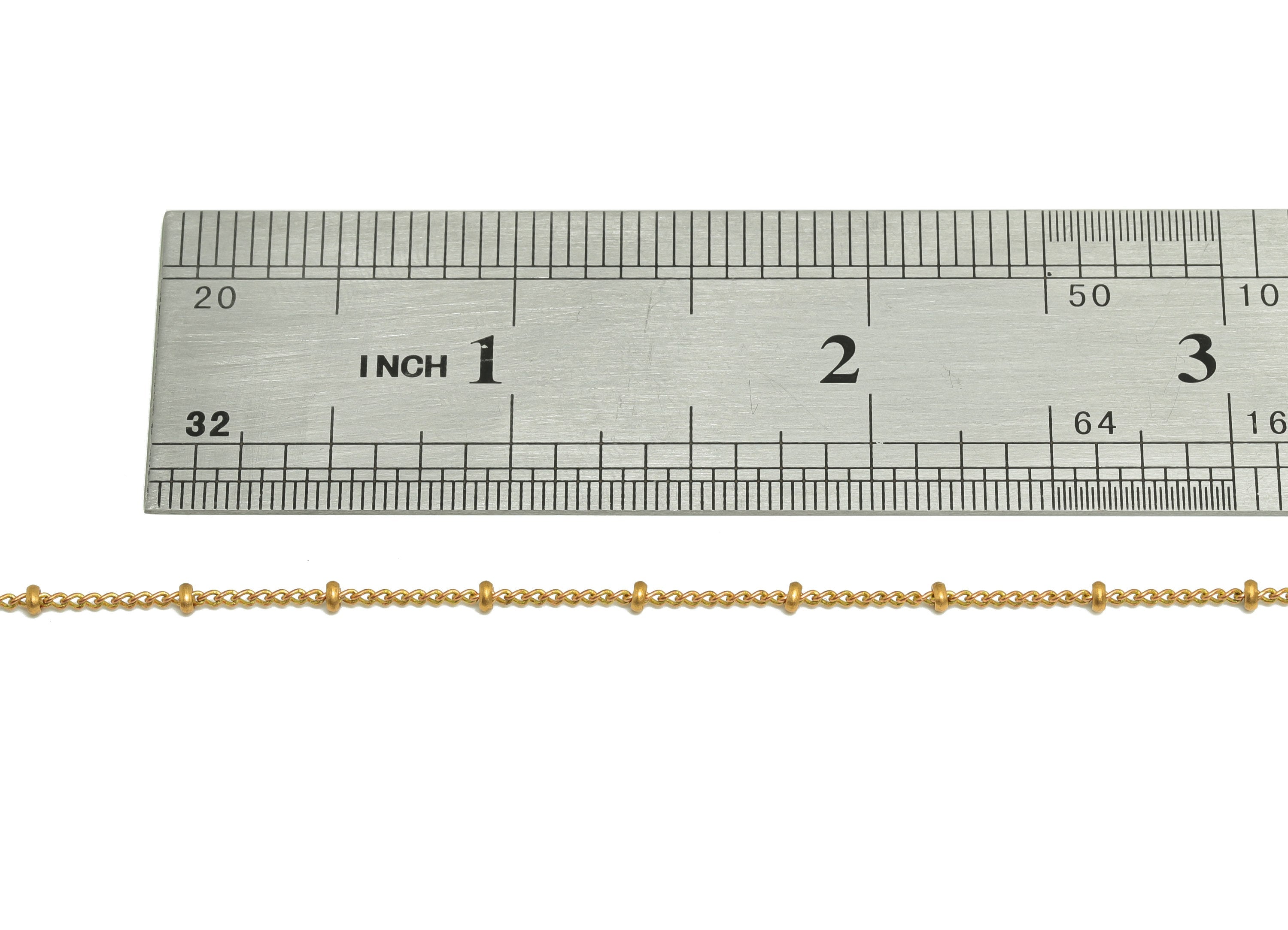 0.135 Finished Ball Curb Chain - 42+6cm Rondella Beaded Curb Chain - Raw Brass Rondella Beaded Necklace - Brass Ball Curb Necklace - CC1258 (Copy) - DOMEDBAZAAR