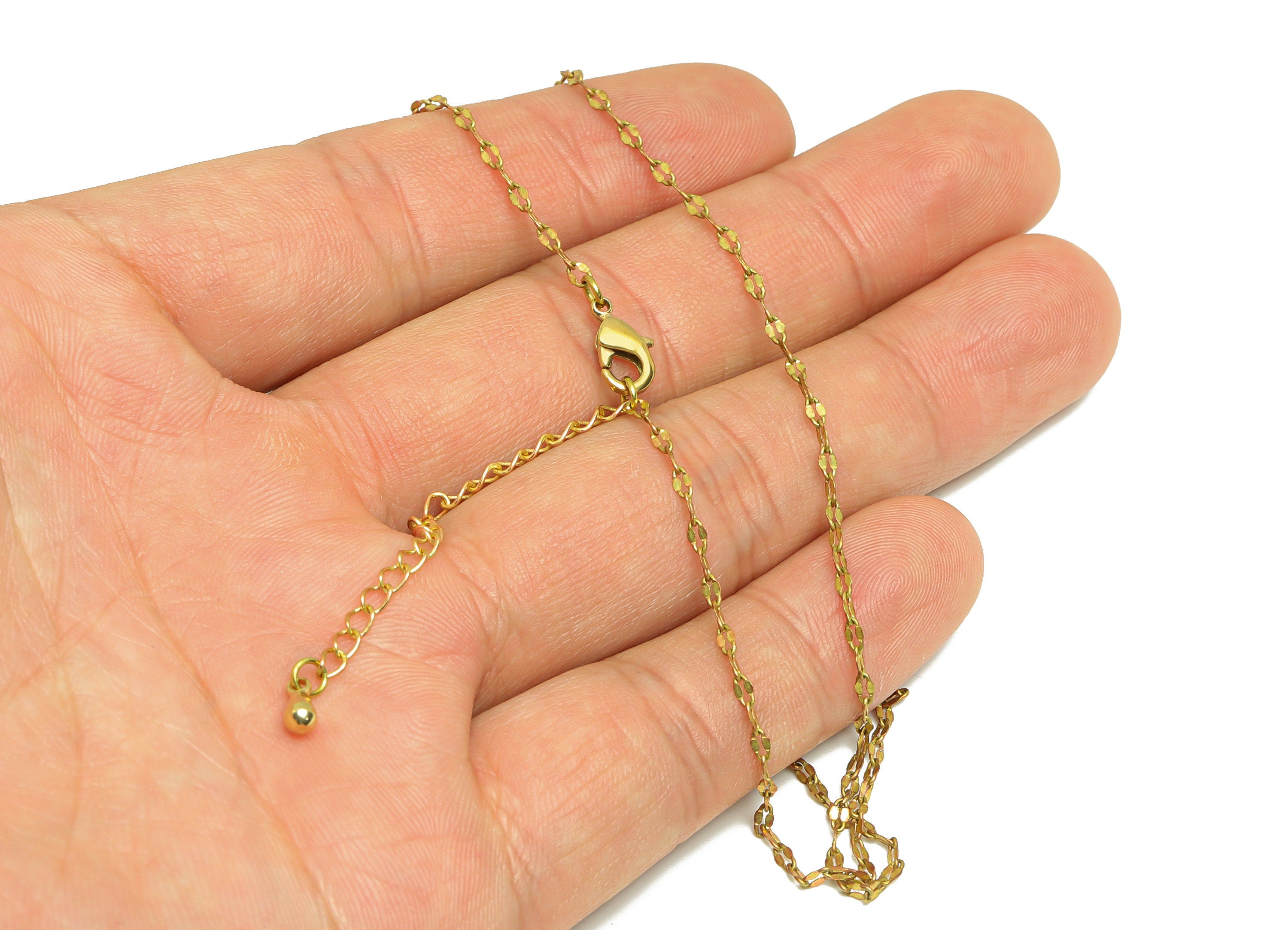 0.235 Finished Cable Chain - 42+5.5 Hammered Cable Chain - Raw Brass Cable Chain Necklace - Brass Hammered Cable Chain Necklace - CC1261 - DOMEDBAZAAR