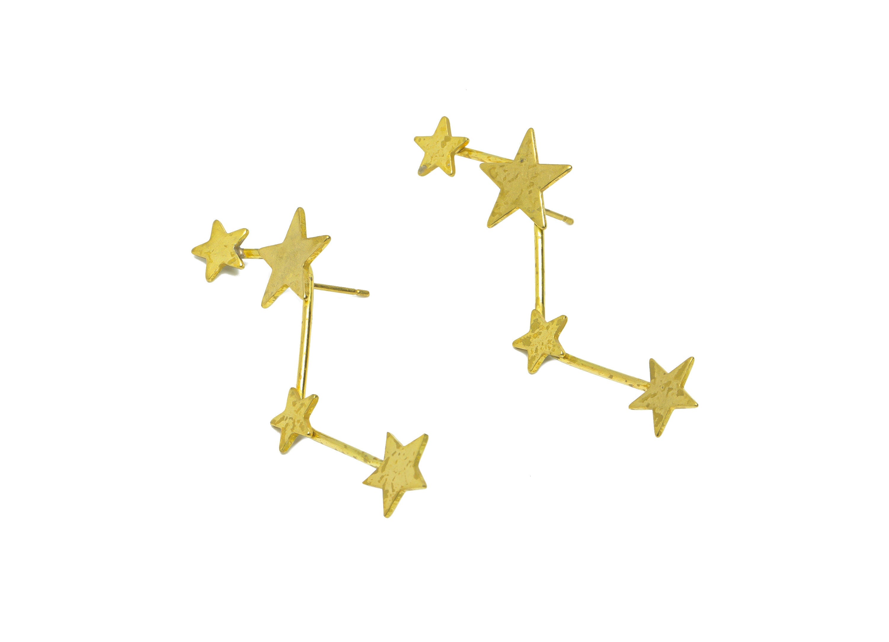 Brass Star Wire Earring Post - Brass Hang Star Earring Stud - Brass Bent Sar Earring Post - Star Earring Post - 55.5x21.7x2.19mm- PP9027 - DOMEDBAZAAR