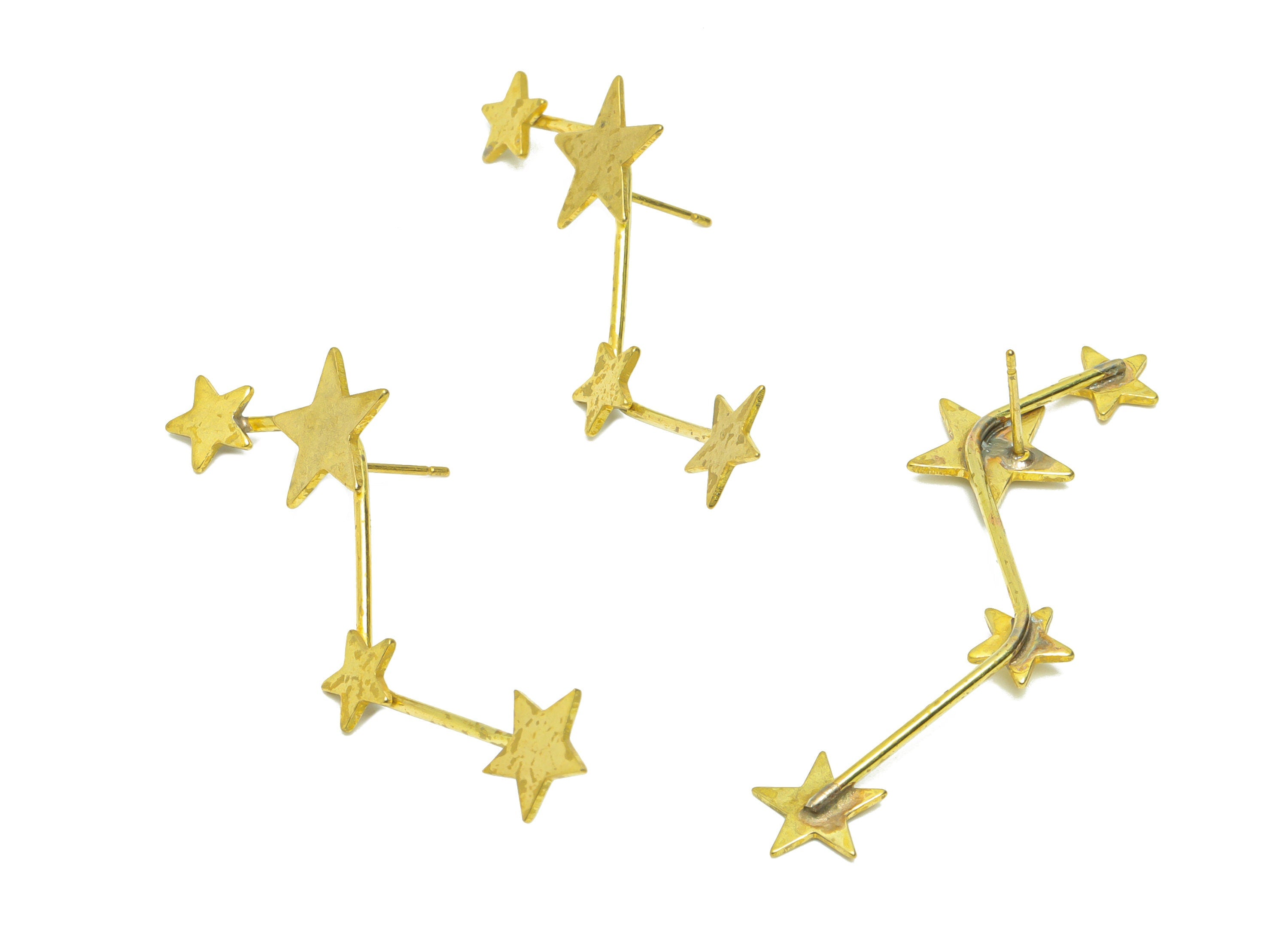 Brass Star Wire Earring Post - Brass Hang Star Earring Stud - Brass Bent Sar Earring Post - Star Earring Post - 55.5x21.7x2.19mm- PP9027 - DOMEDBAZAAR