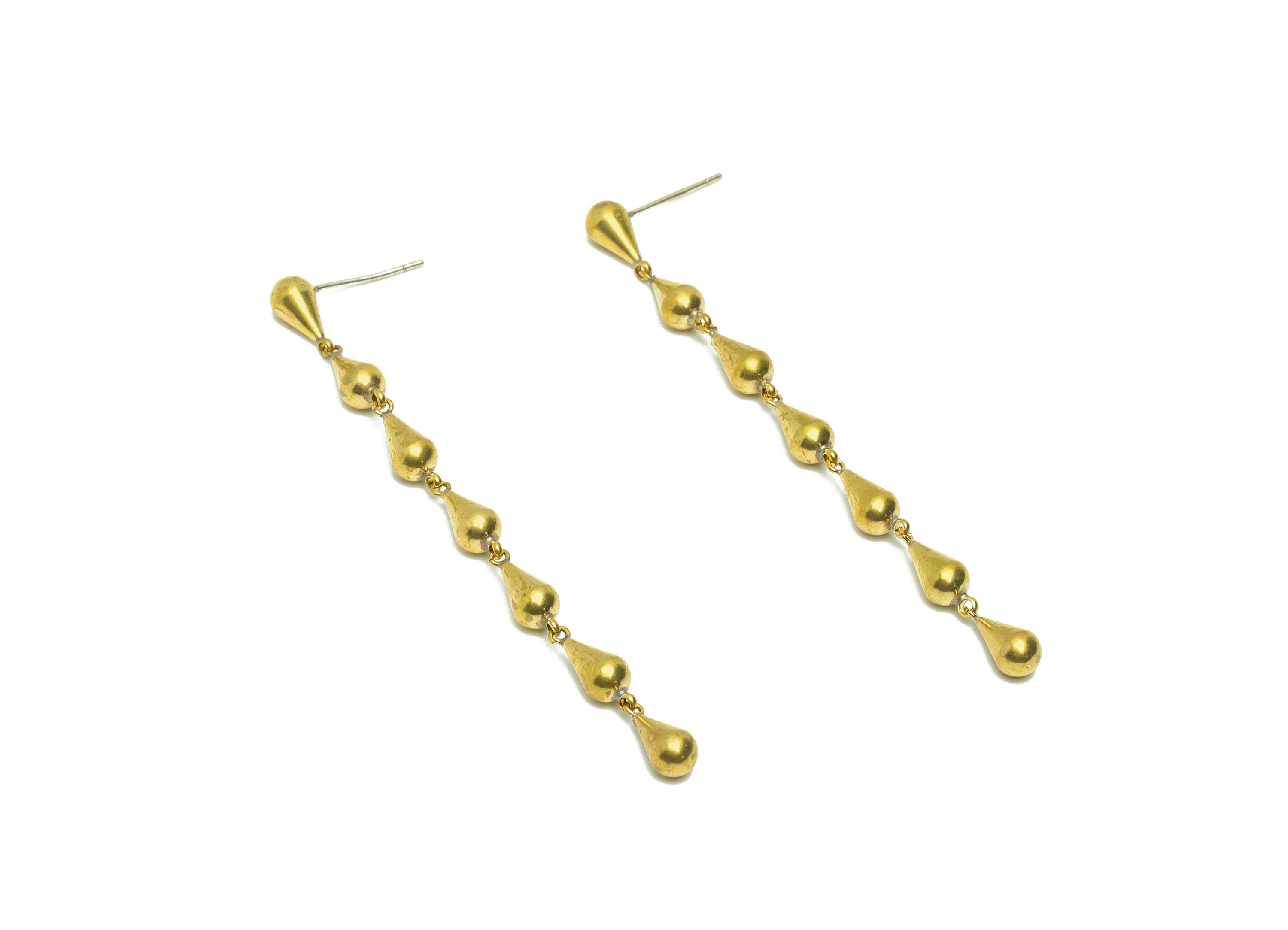 Drop Dangle Earring Post - Hang Teardrop Earring Stud - Brass Cubic Drop Earring Post - Drop Link Earring Post - 66.15x15.93x4.38mm- PP9040 - DOMEDBAZAAR