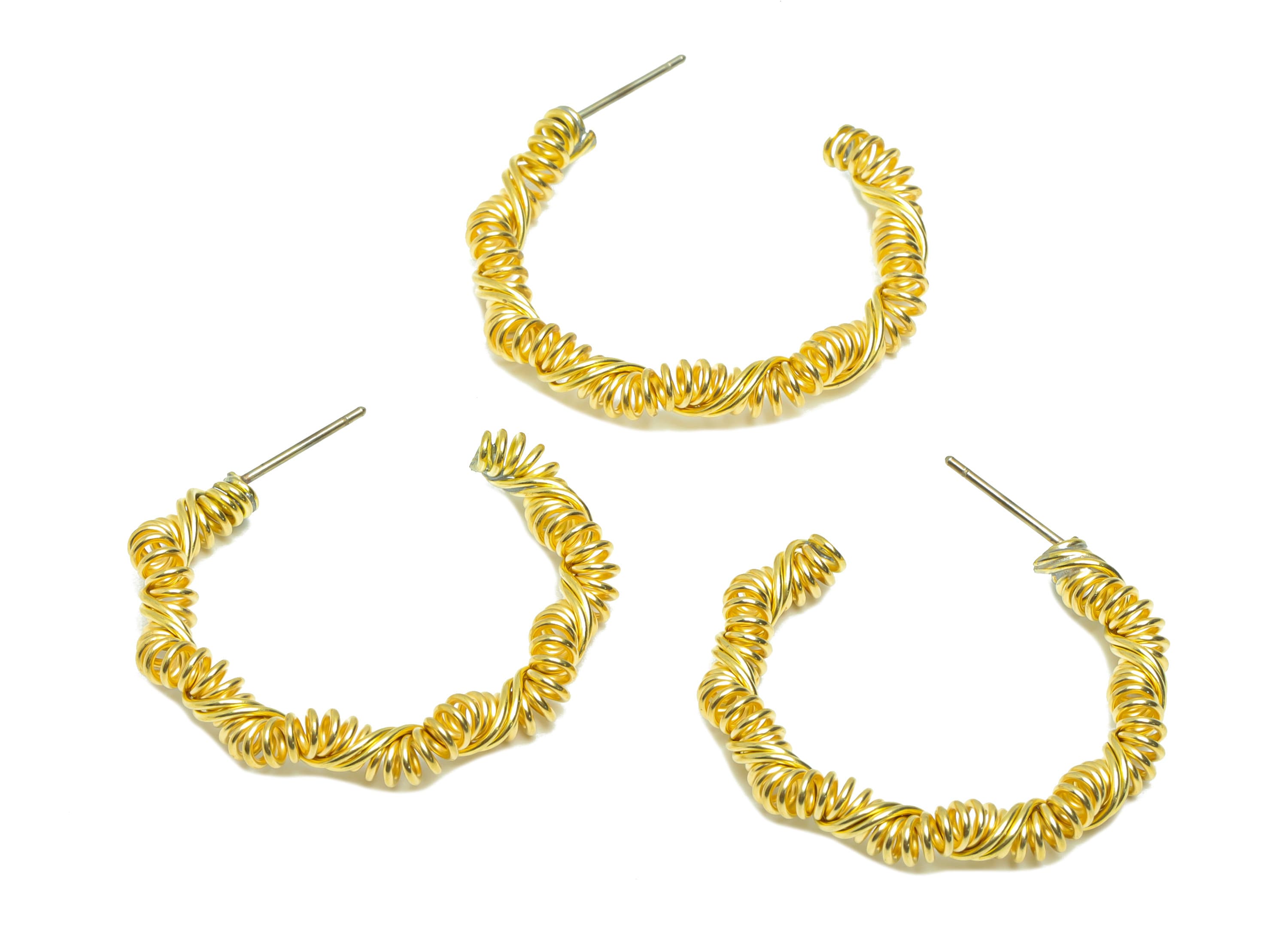 Brass Wire C Hoop Earring Post - Twine Wire Earring Stud - Brass Hoop Spring Wire Earring Post - Twine Wire Earring Post - 29x30x4mm- PP9051 - DOMEDBAZAAR