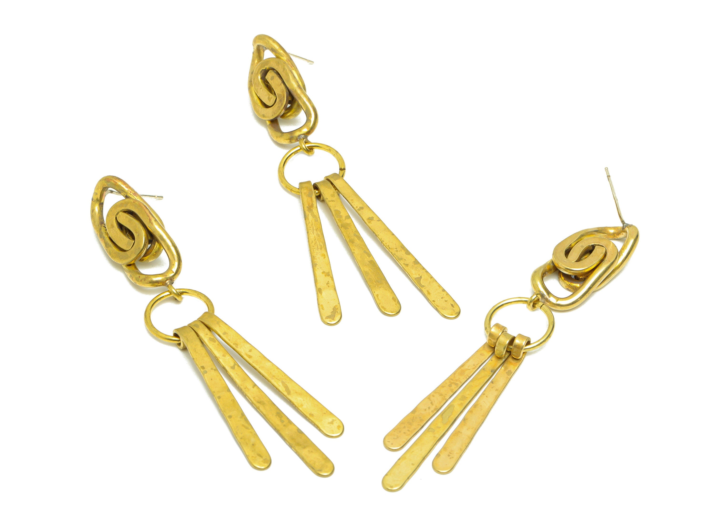Brass Wire Dangle Earring Post - Brass Hammered Round Needle Earring Stud - Brass Tassel Wire Earring Post - Earring Post - 72x11x2mm-PP9085 - DOMEDBAZAAR