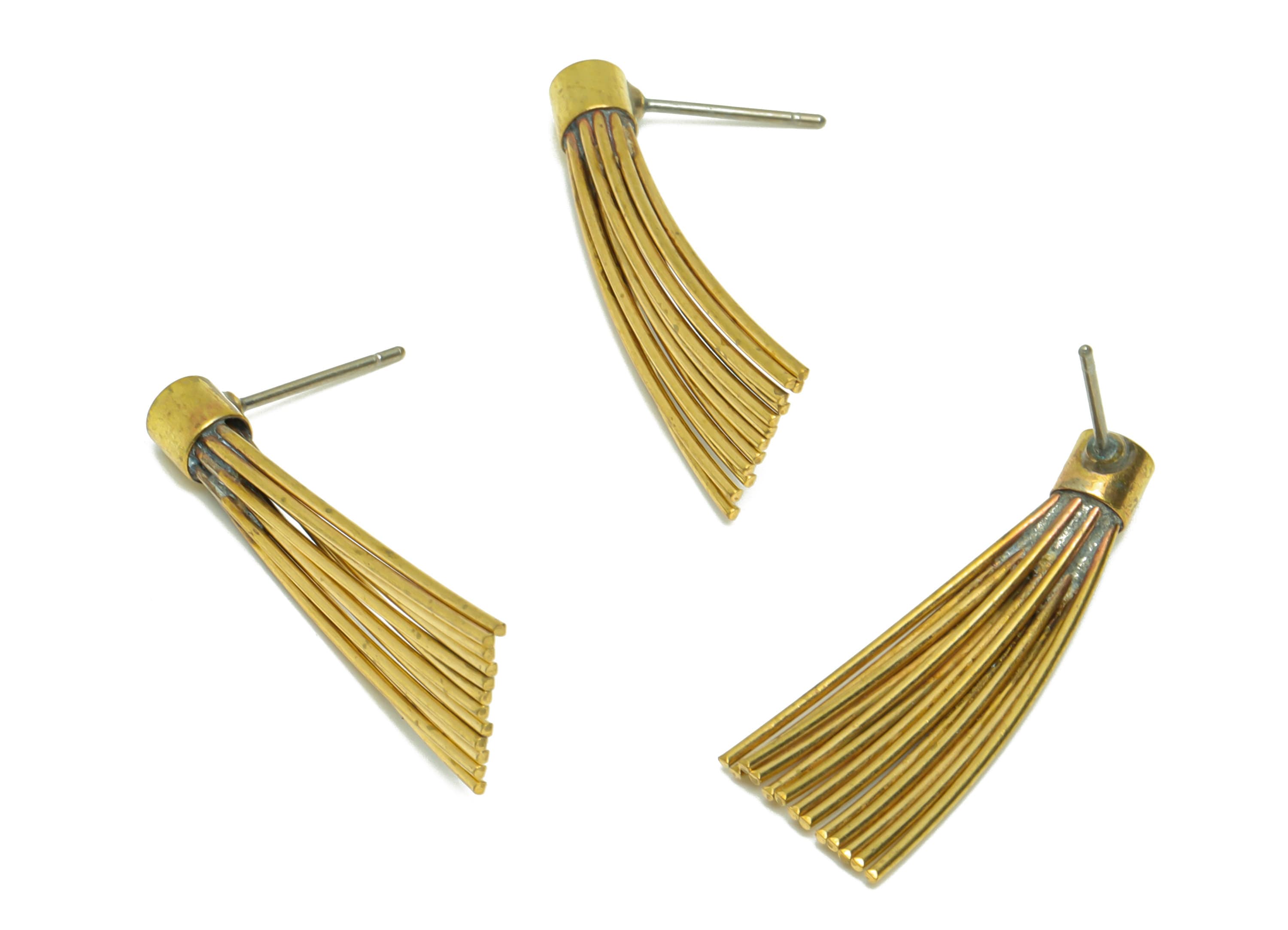 Brass Wire Tassel Earring Post - Brass Stick Tassel Earring Stud - Raw Brass Bar Wire Earring Post - Wire Earring Post - 30x11x4.4mm- PP9057 - DOMEDBAZAAR