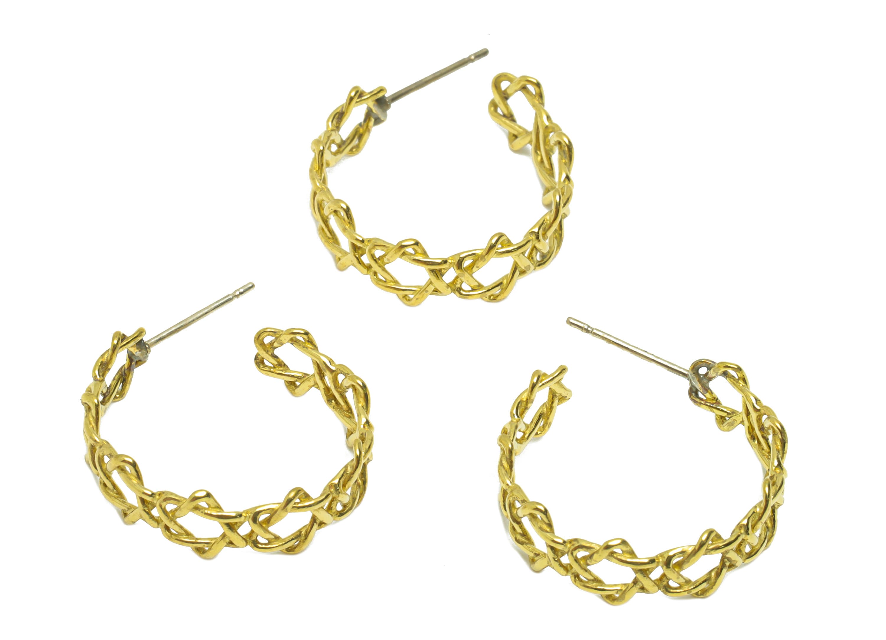 Brass Wire C Hoop Earring Post - Star Twine Wire Earring Stud - Brass Open Hoop Wire Earring Post - Star Wire Earring Post -26x21x1mm-PP9097 - DOMEDBAZAAR