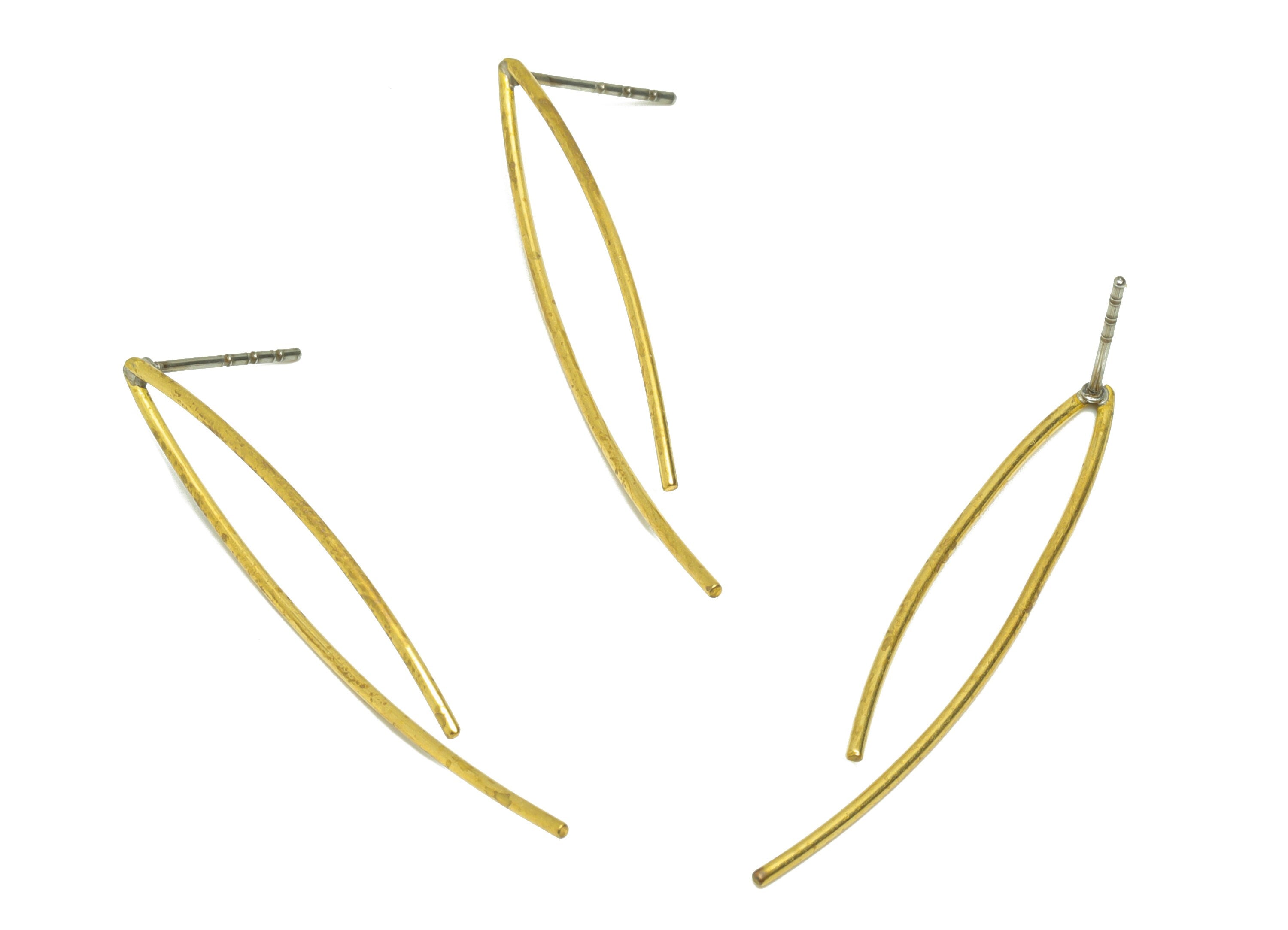 Marquise Wire Earring Post - Brass Stick Earring Stud - Raw Brass Bar Wire Earring Post - Wire Earring Post - 42.22x7.89x0.95mm- PP9063 - DOMEDBAZAAR