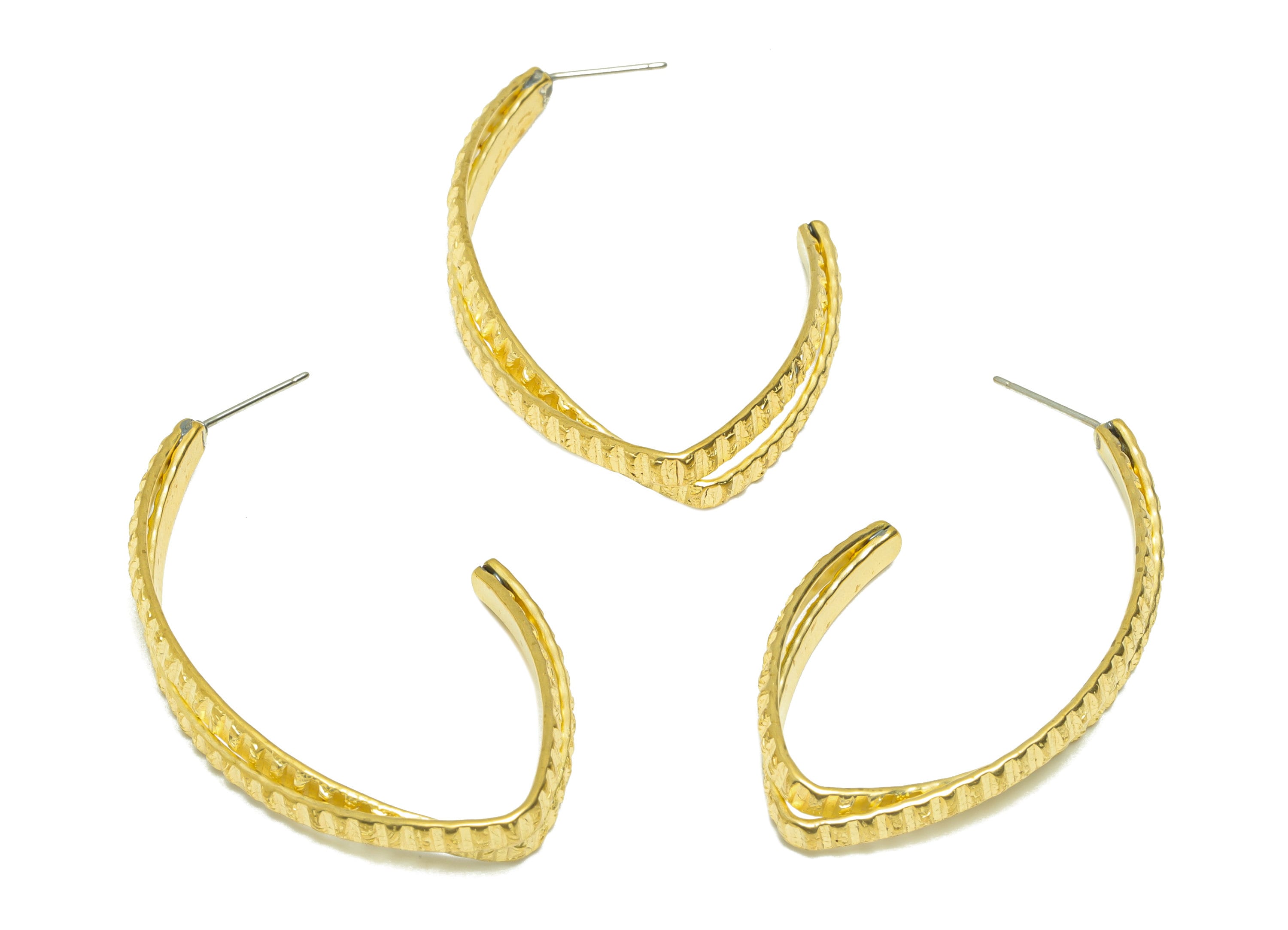 Brass Marquise Wire Earring Post - Brass Textured Earring Stud - Brass Hammered Wire Earring Post - Geometry Earring Post - 50x29x2mm-PP9054 - DOMEDBAZAAR