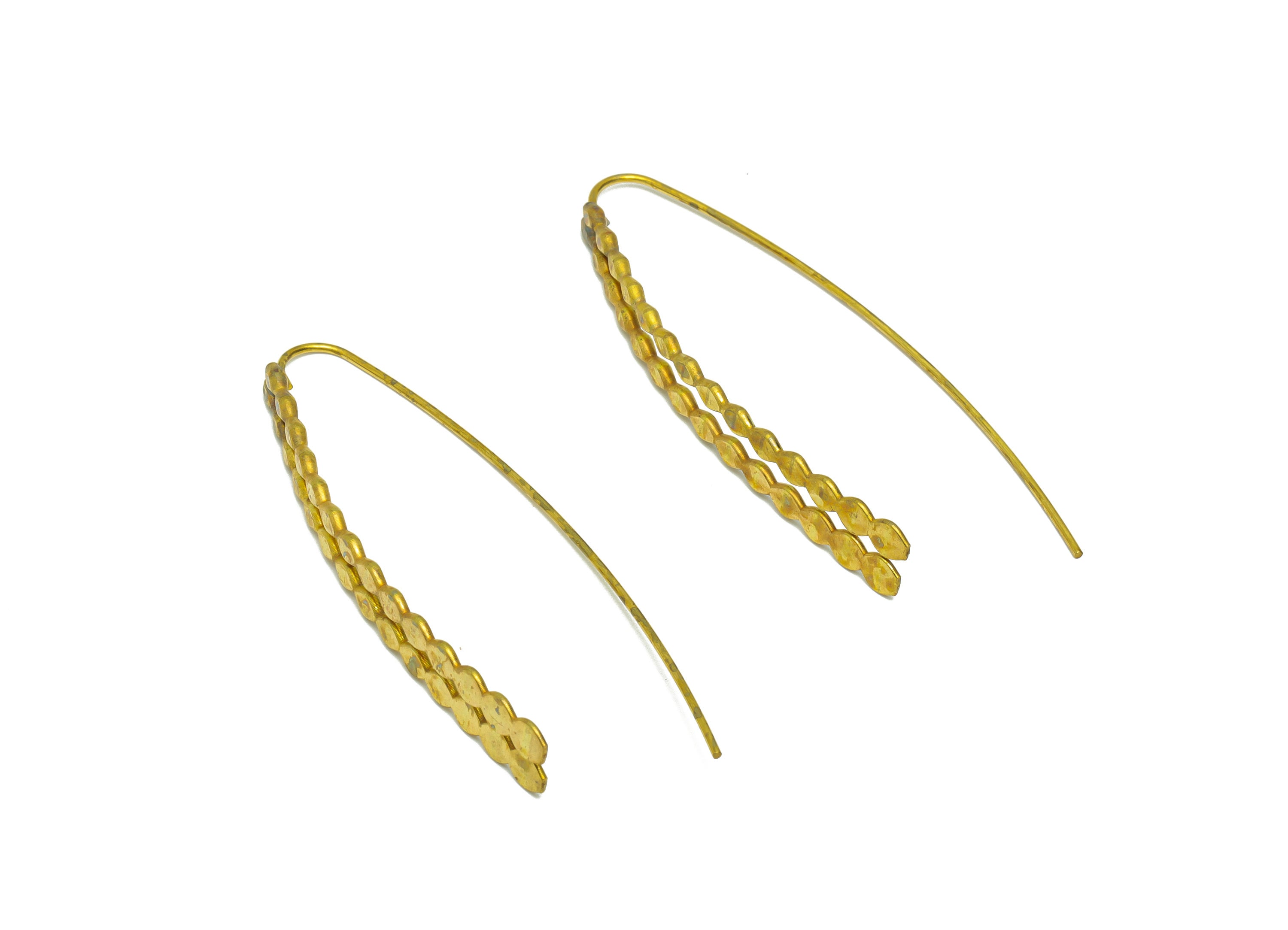 Beads Hook Earring Wire - Brass Hammered Earring Wire - Beaded Wire Hook Earring - Beaded Wire Hook Earring - 58x16.5x1.06mm- PP9070 - DOMEDBAZAAR