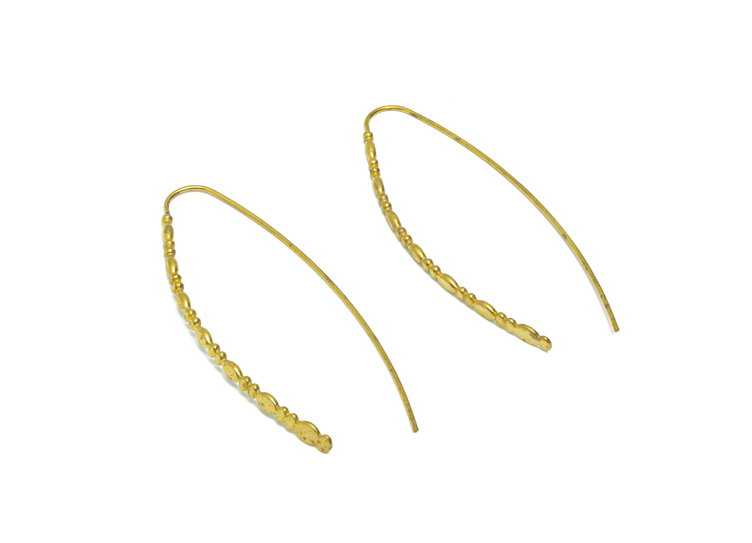 Beads Hook Earring Wire - Brass Hammered Earring Wire - Beaded Wire Hook Earring - Beaded Wire Hook Earring - 57x19.9x0.98mm- PP9023 - DOMEDBAZAAR