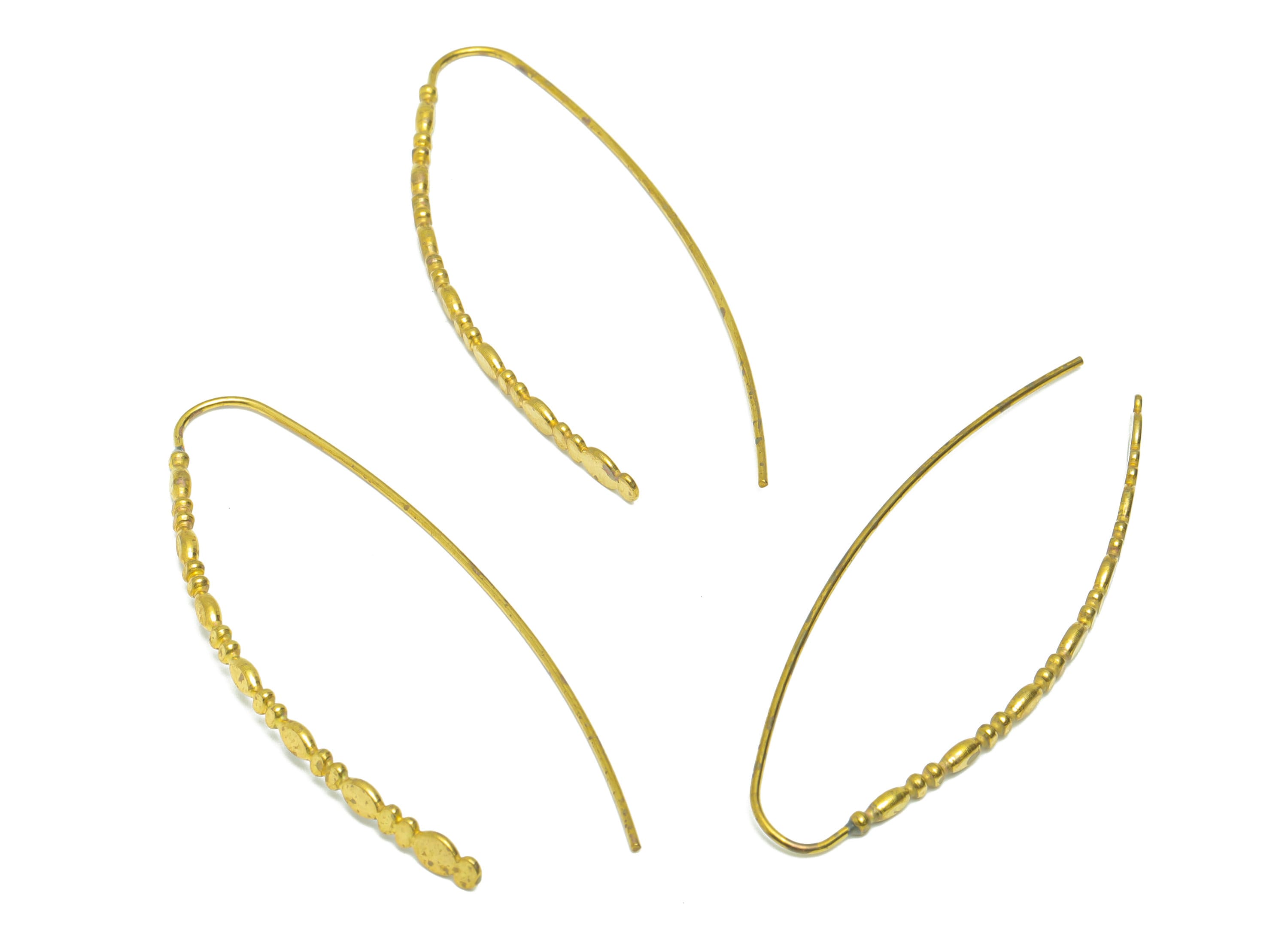 Beads Hook Earring Wire - Brass Hammered Earring Wire - Beaded Wire Hook Earring - Beaded Wire Hook Earring - 57x19.9x0.98mm- PP9023 - DOMEDBAZAAR