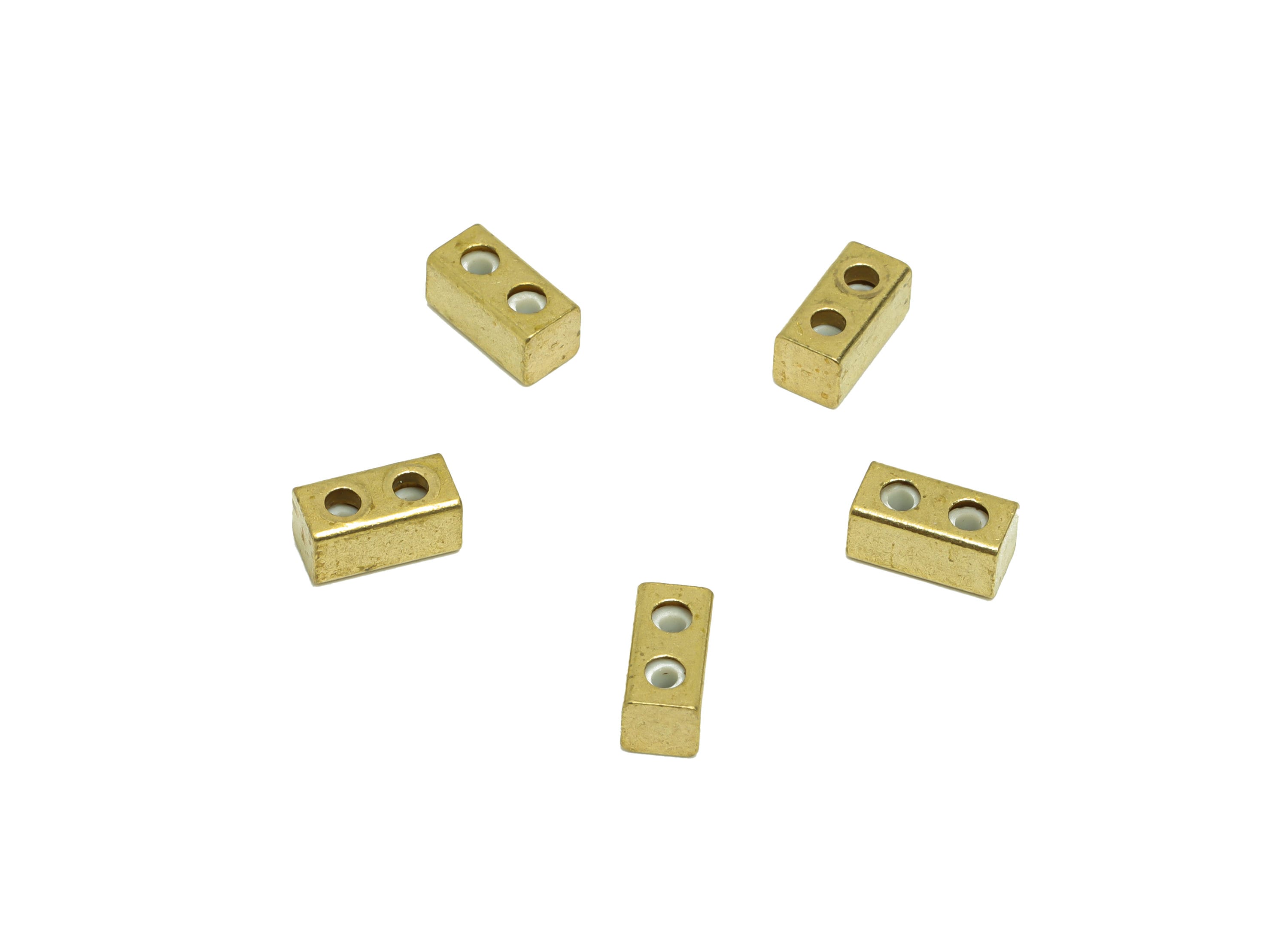 Brass Rectangle Cylinder Rubber Sliding Beads Nuts - Stopper Bead - Rectangle Adjustable Stopper Beads - 8x3.85x3.85mm - PP9256 - DOMEDBAZAAR