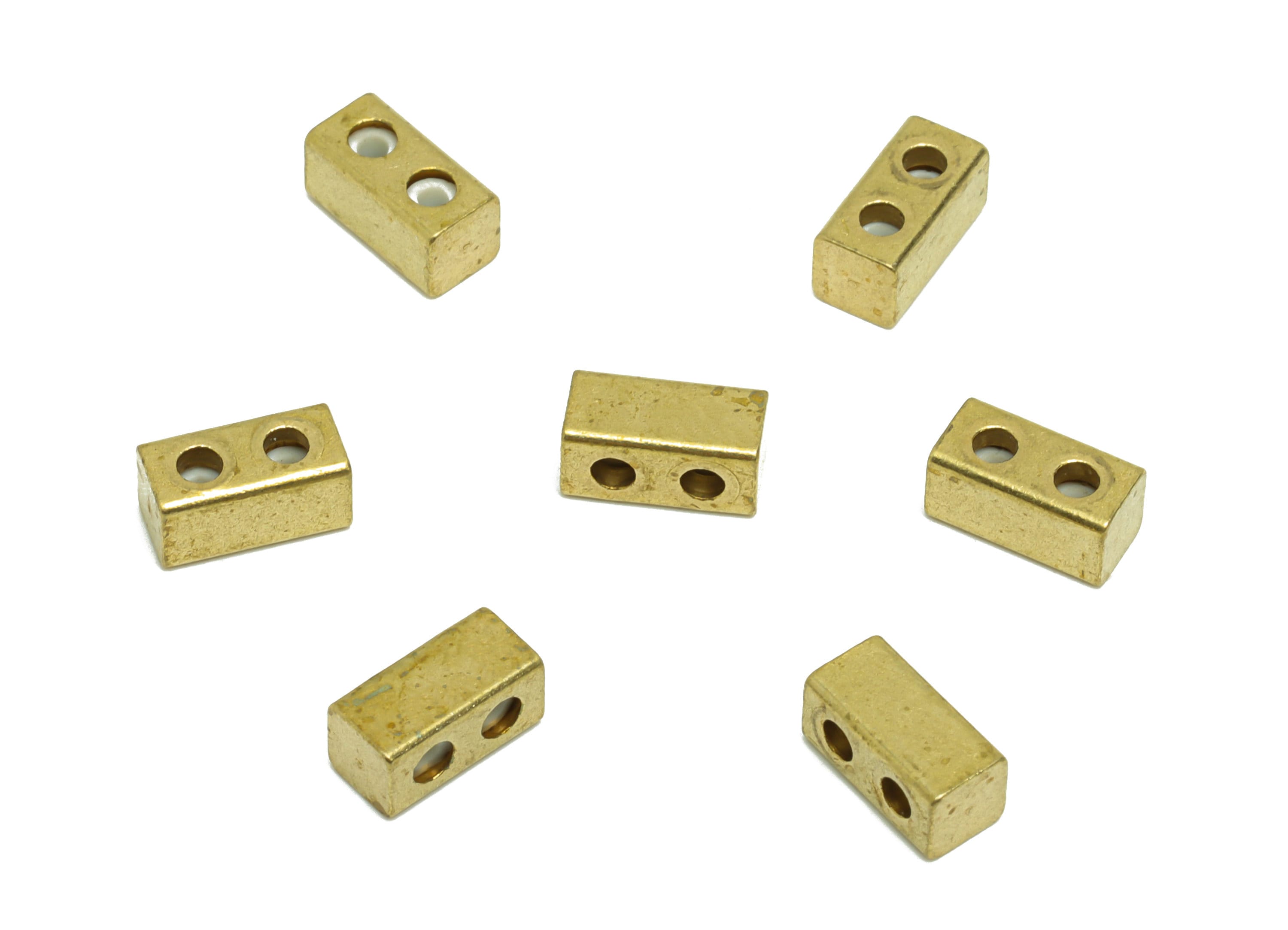 Brass Rectangle Cylinder Rubber Sliding Beads Nuts - Stopper Bead - Rectangle Adjustable Stopper Beads - 8x3.85x3.85mm - PP9256 - DOMEDBAZAAR