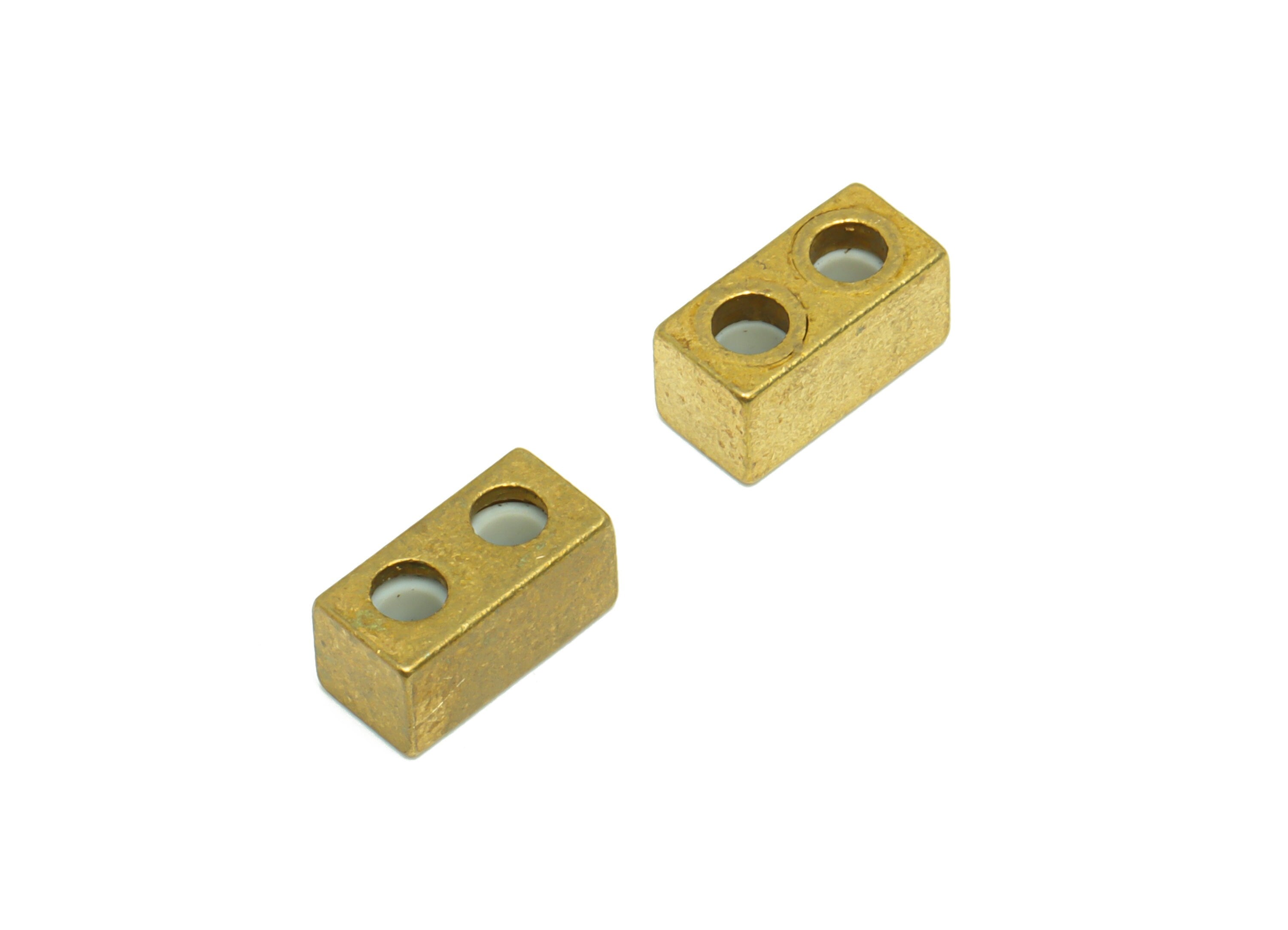Brass Rectangle Cylinder Rubber - Sliding Beads Nuts - Rectangle Adjustable Stopper Beads - Sliding Beads Rubber - 10x4.85x4.88mm - PP9257 - DOMEDBAZAAR