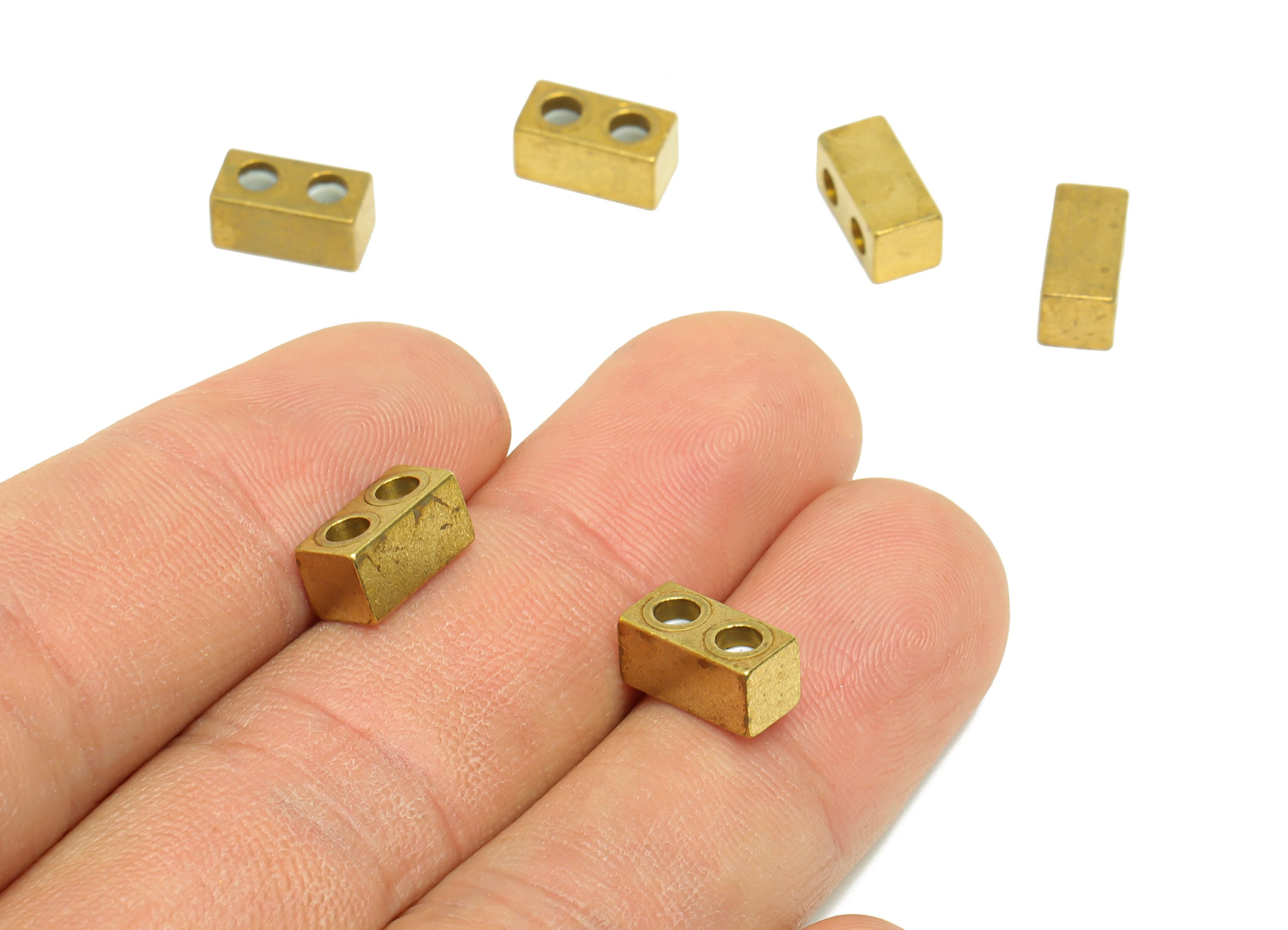 Brass Rectangle Cylinder Rubber - Sliding Beads Nuts - Rectangle Adjustable Stopper Beads - Sliding Beads Rubber - 10x4.85x4.88mm - PP9257 - DOMEDBAZAAR