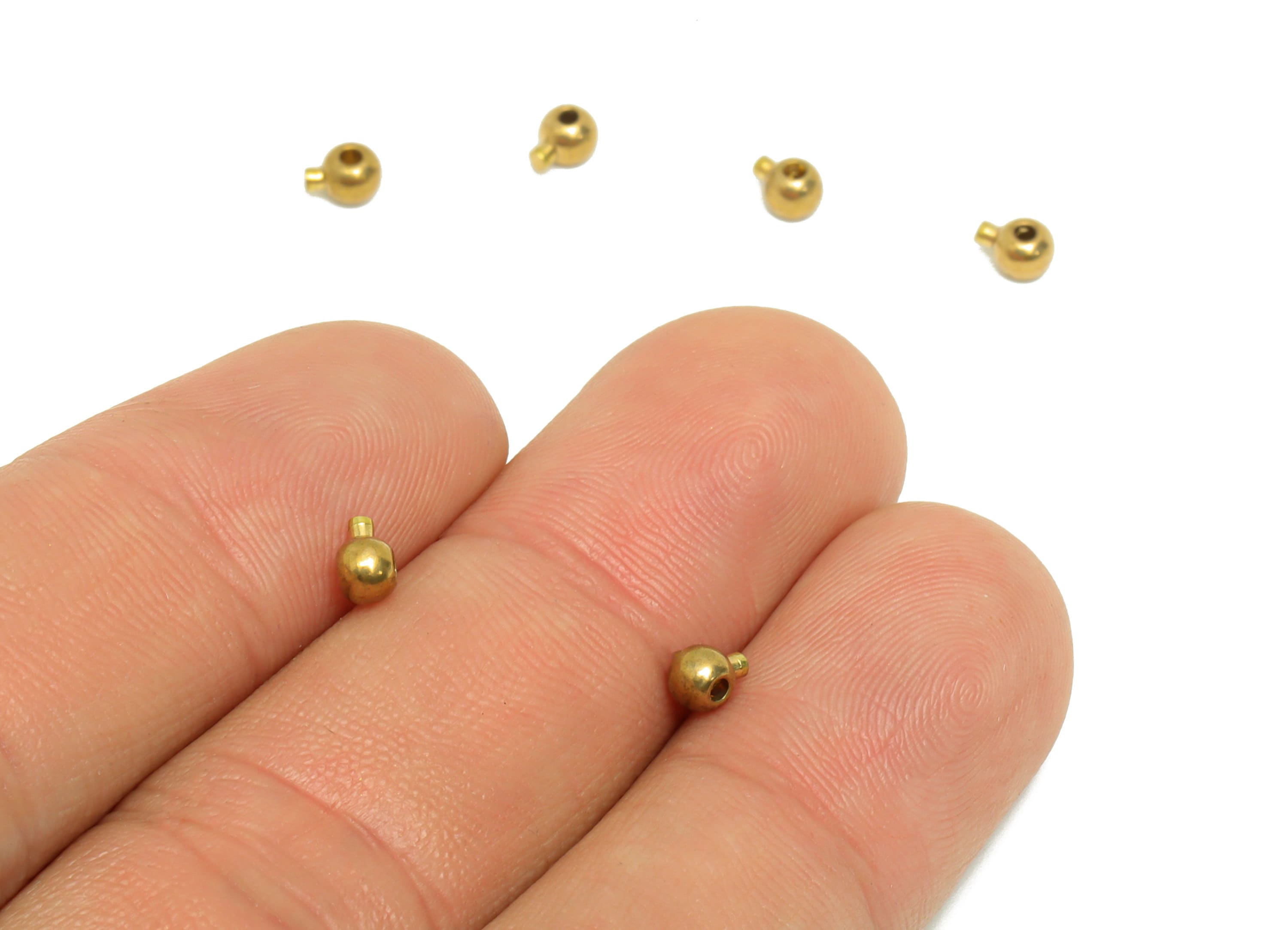 Brass Mini Round Rubber - Sliding Beads Nuts - Adjustable Stopper Beads - Sliding Beads Rubber - Chain Bracelet- 4.46x3.33x2.74mm - PP9259 - DOMEDBAZAAR