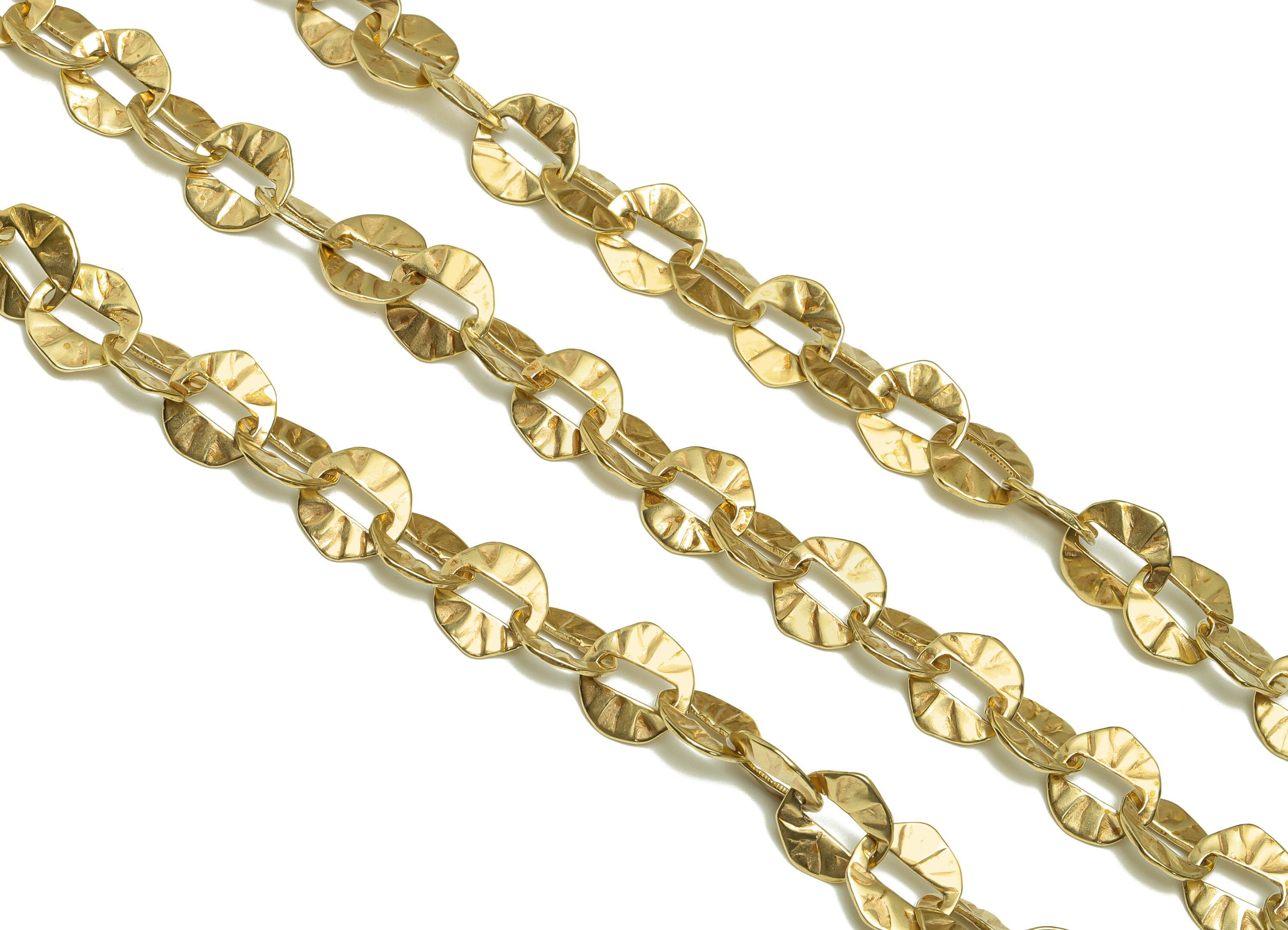 Handmade Oval Chain - Hammered Oval Chain - Open Link Chain- Handmade Chain Textured Oval Link Chain - 12x11.8mm - CC1236 - DOMEDBAZAAR