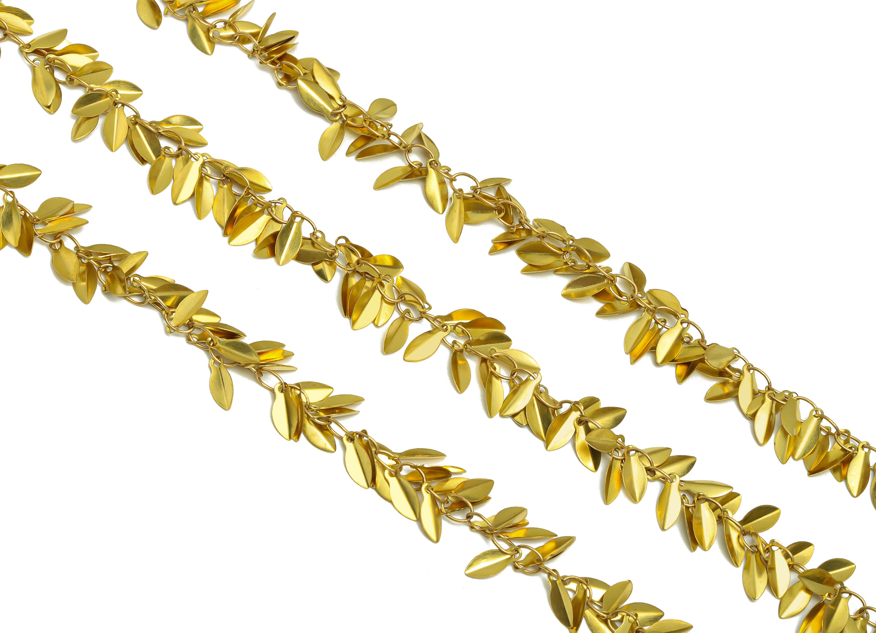 10mm Leaf Beaded Satellite Chain - Handmade Curb Chain - Leaf Beads Link Chain - Brass Botanical Satellite Chain - CC1240 - DOMEDBAZAAR