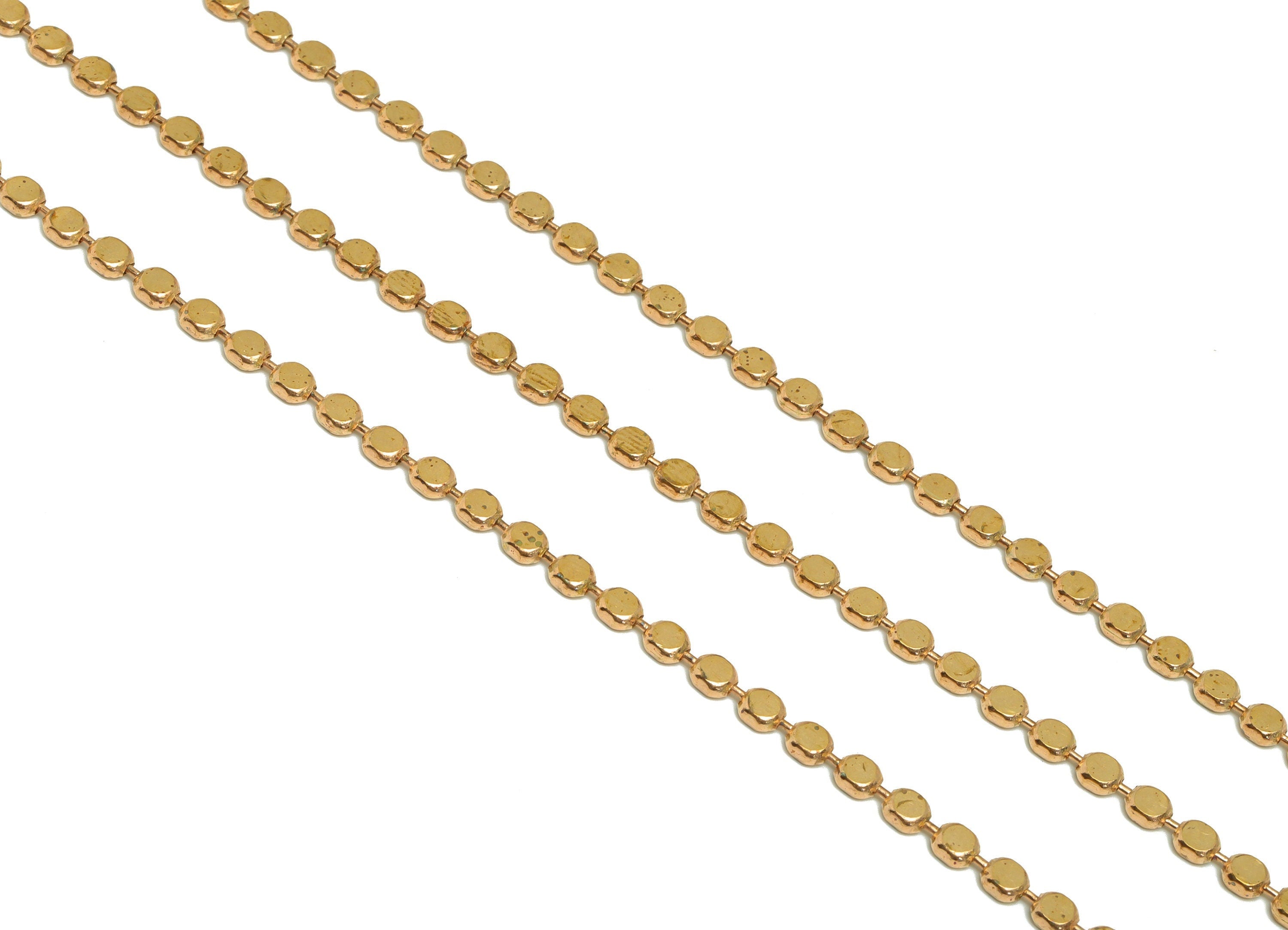 3mm Flat Ball Chain - Brass Chain Pellet - Flat Round Connector Chain - Raw Brass Flat Round Connector Chain - CC1246 - DOMEDBAZAAR