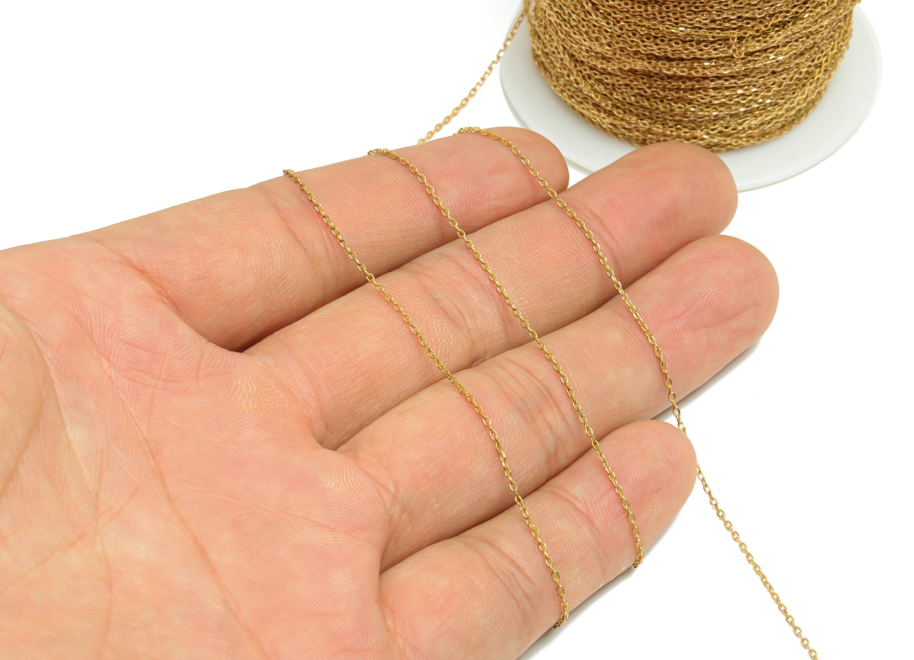 1.8mm Faceted Cable Chain - 0.225 Cable Chain- Raw Brass Faceted Cable Chain - Faceted Cable Link Chain - 1.24x1.01x0.15mm - CC1279 - DOMEDBAZAAR