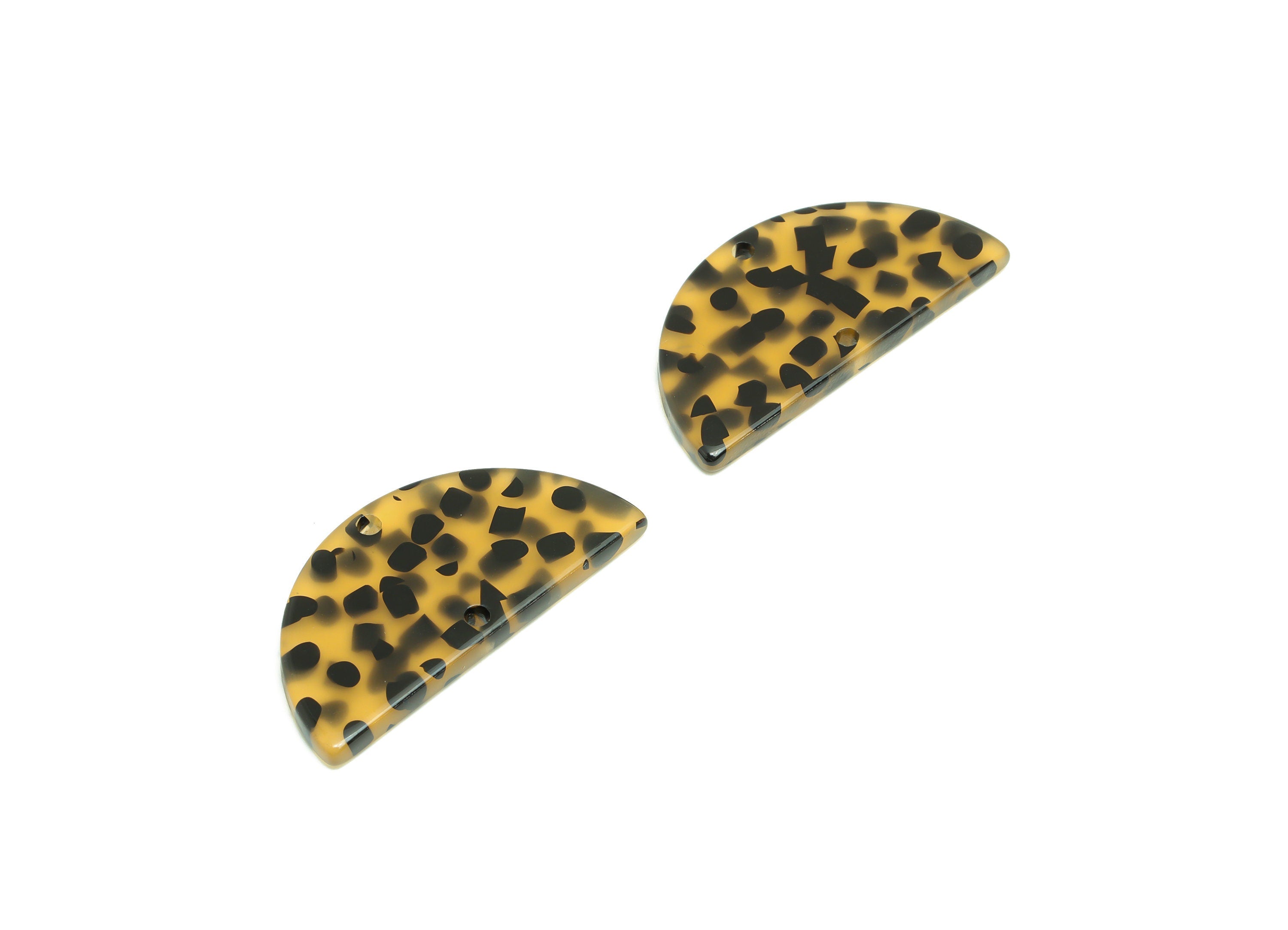 Acetate Semi Circle Connectors Charms - 2 Holes Half Moon Earrings - Tortoise Shell Earring - Color Code:A980- 33x16x2mm - AC2619-A980 - DOMEDBAZAAR