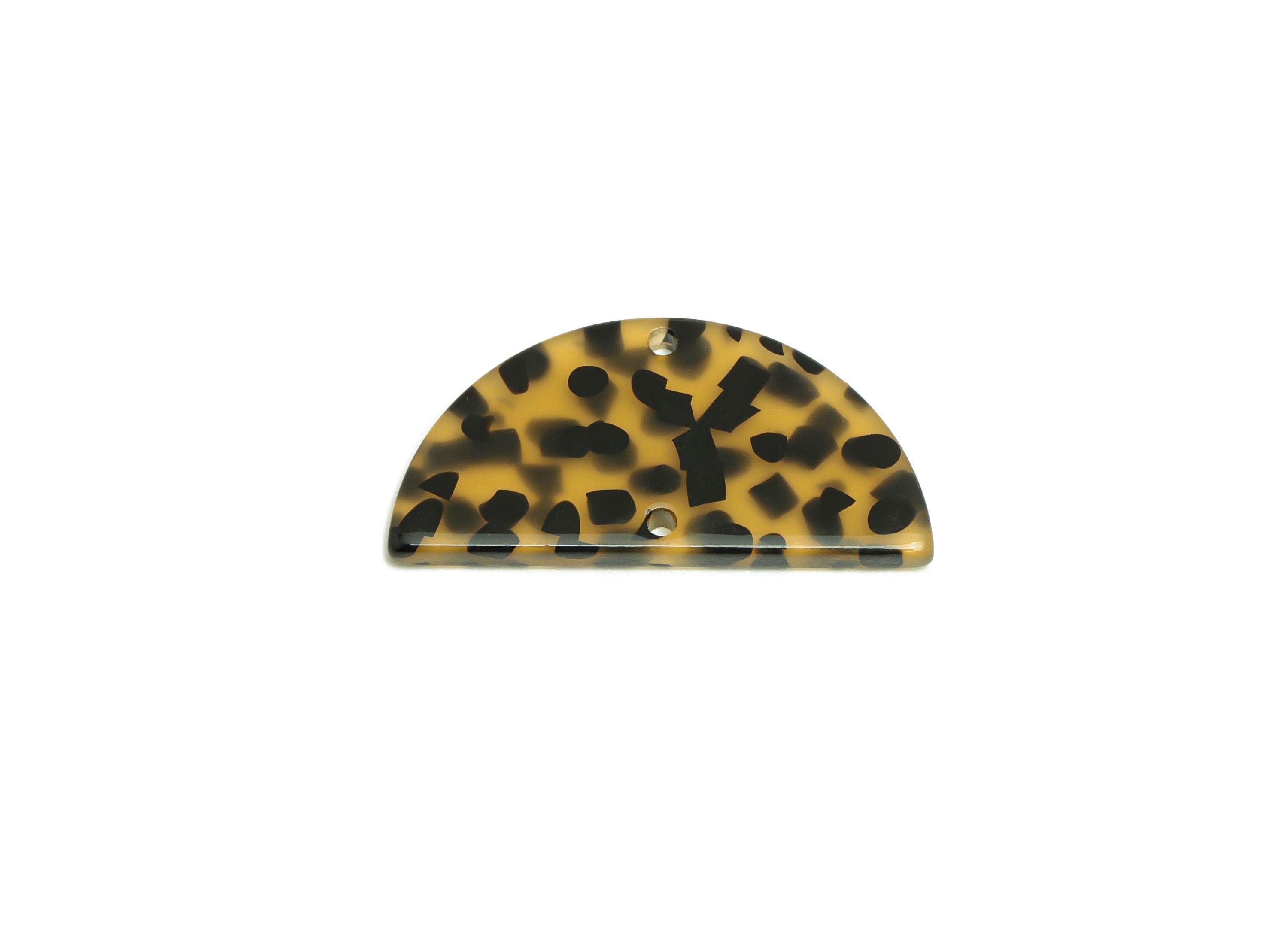 Acetate Semi Circle Connectors Charms - 2 Holes Half Moon Earrings - Tortoise Shell Earring - Color Code:A980- 33x16x2mm - AC2619-A980 - DOMEDBAZAAR