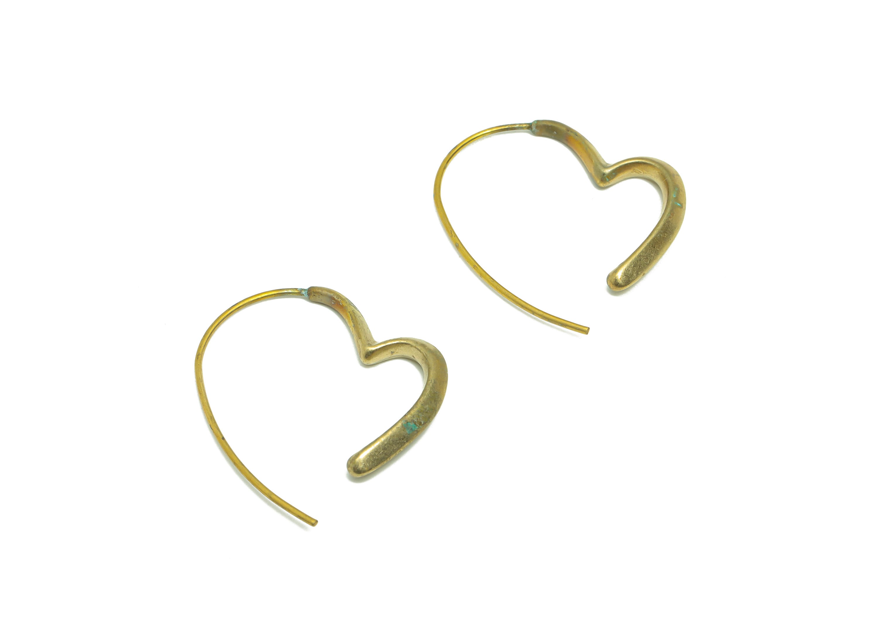Heart Wire Hook Earring Hoop - Raw Brass Hoop Wire Earring - Heart Wire Hook Earring - Ear Wire Hook Heart - 29x26x3.2mm-PP9231 - DOMEDBAZAAR
