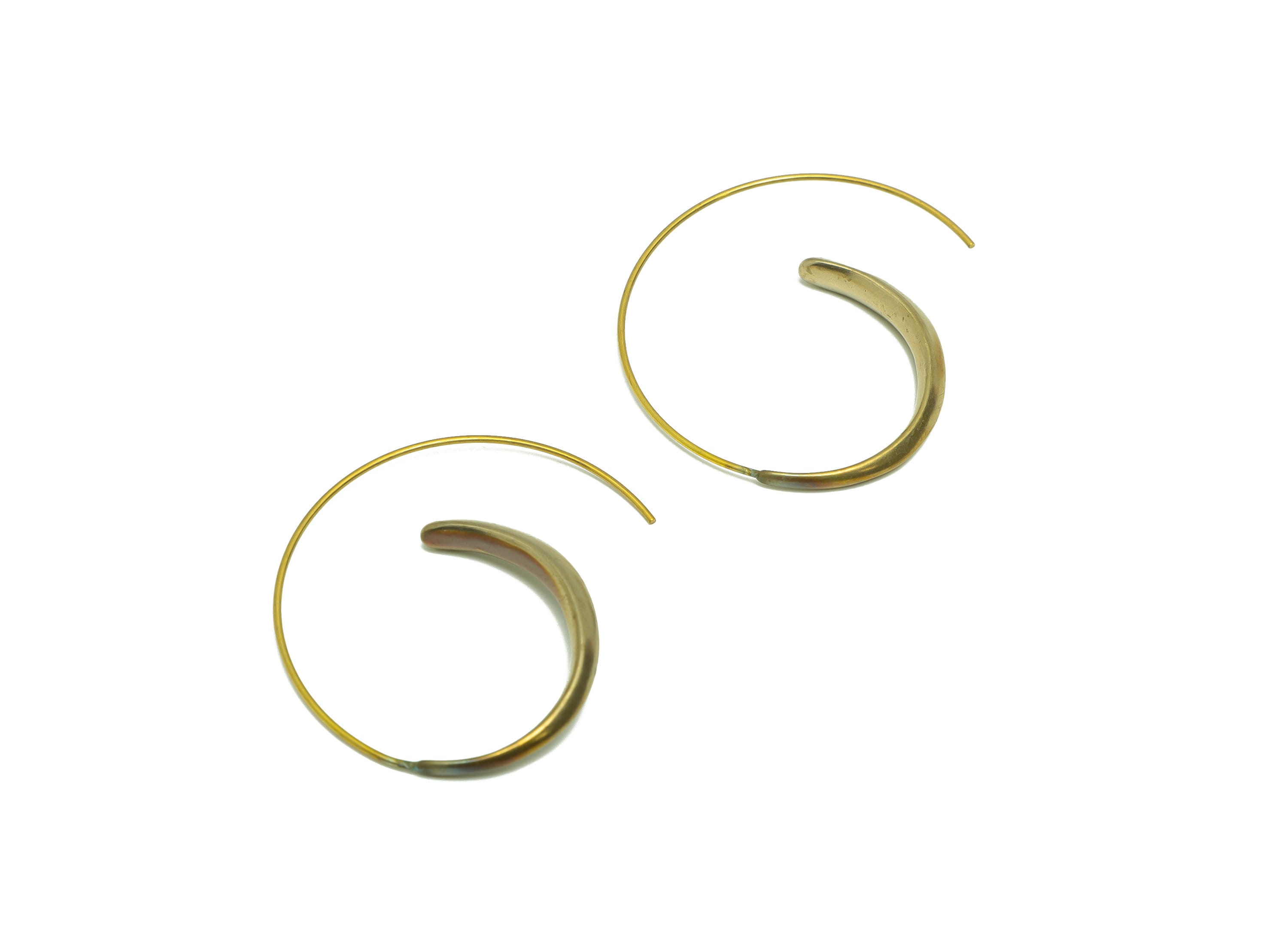 Spiral Wire Earring Hoop - Raw Brass Hoop Wire Earring - Round Wire Hook Earring - Ear Wire Hook Circle - Earring Finding - 40x32x4mm-PP9228 - DOMEDBAZAAR