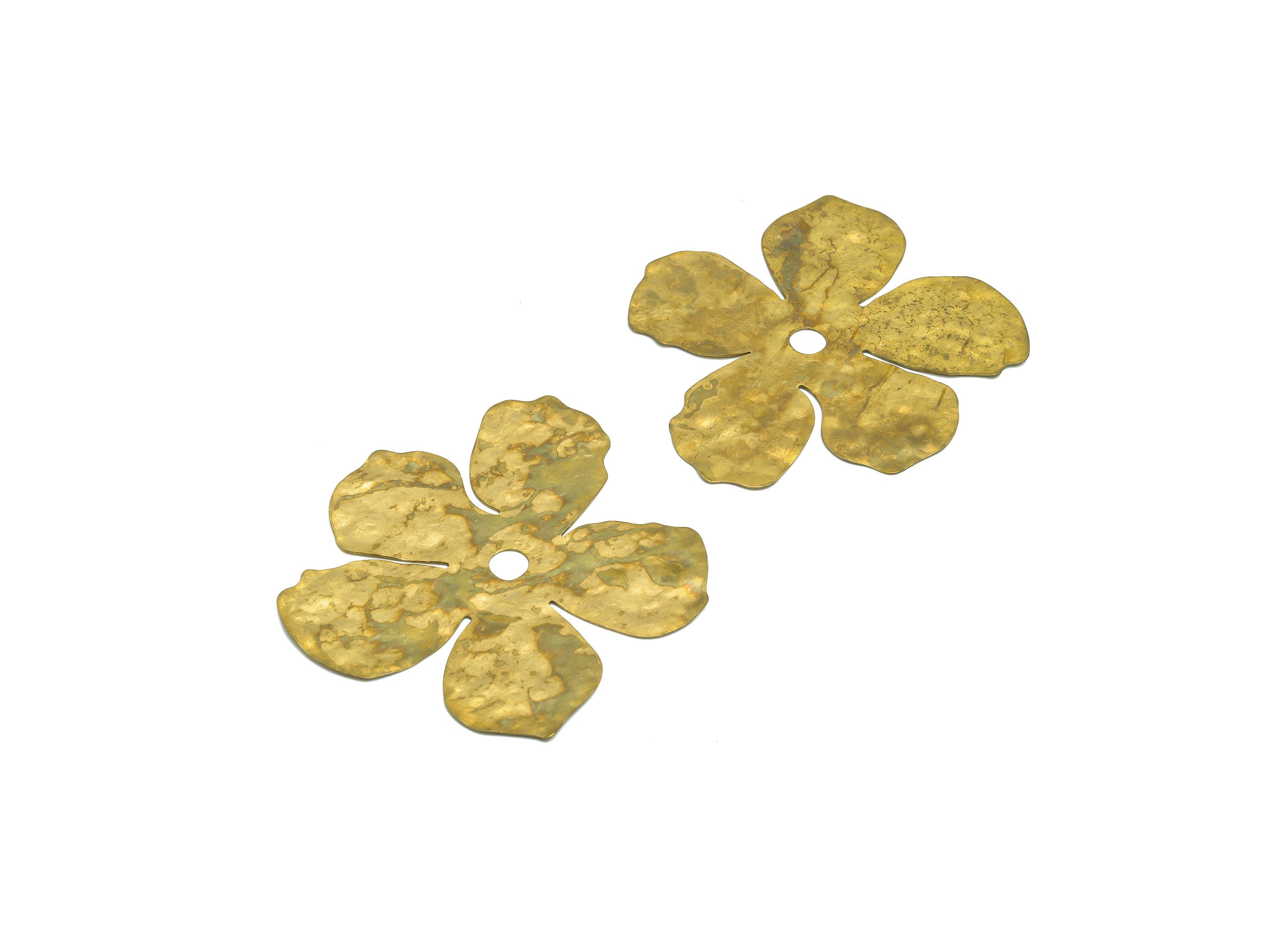 Brass Hammered Flower Charm - Raw Brass Flower Charm - Hammered Daisy Charm - Hammered Flower Pendant - For Pendant - 67x65x1mm - PP9483 - DOMEDBAZAAR