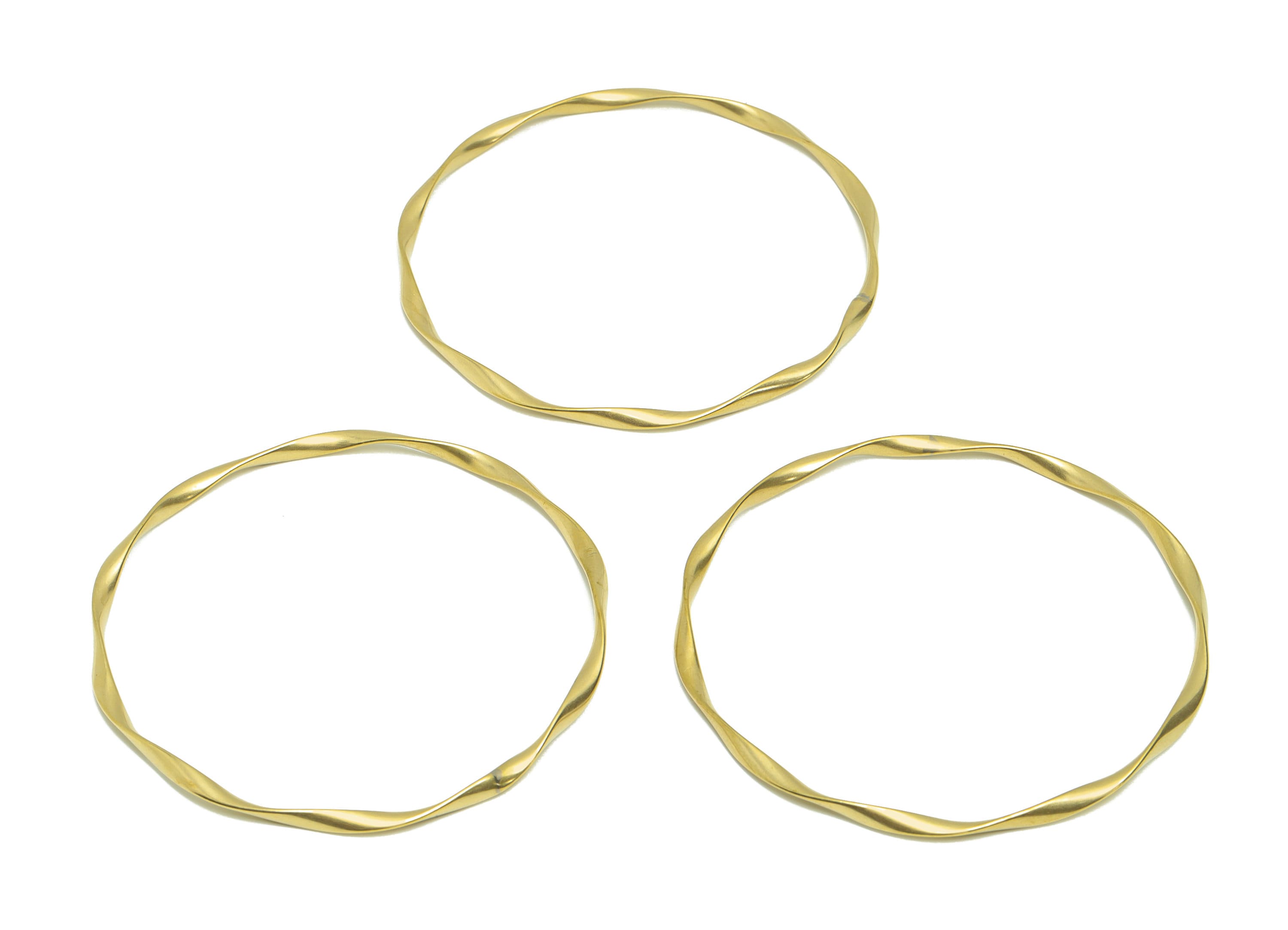 Brass Twisted Wire Bracelet - Brass Circle Bracelet - Brass Wavy Ring Bracelet - Wavy Wire Bracelet - Jewelry Supplies - 65x65x2mm - PP9425 - DOMEDBAZAAR