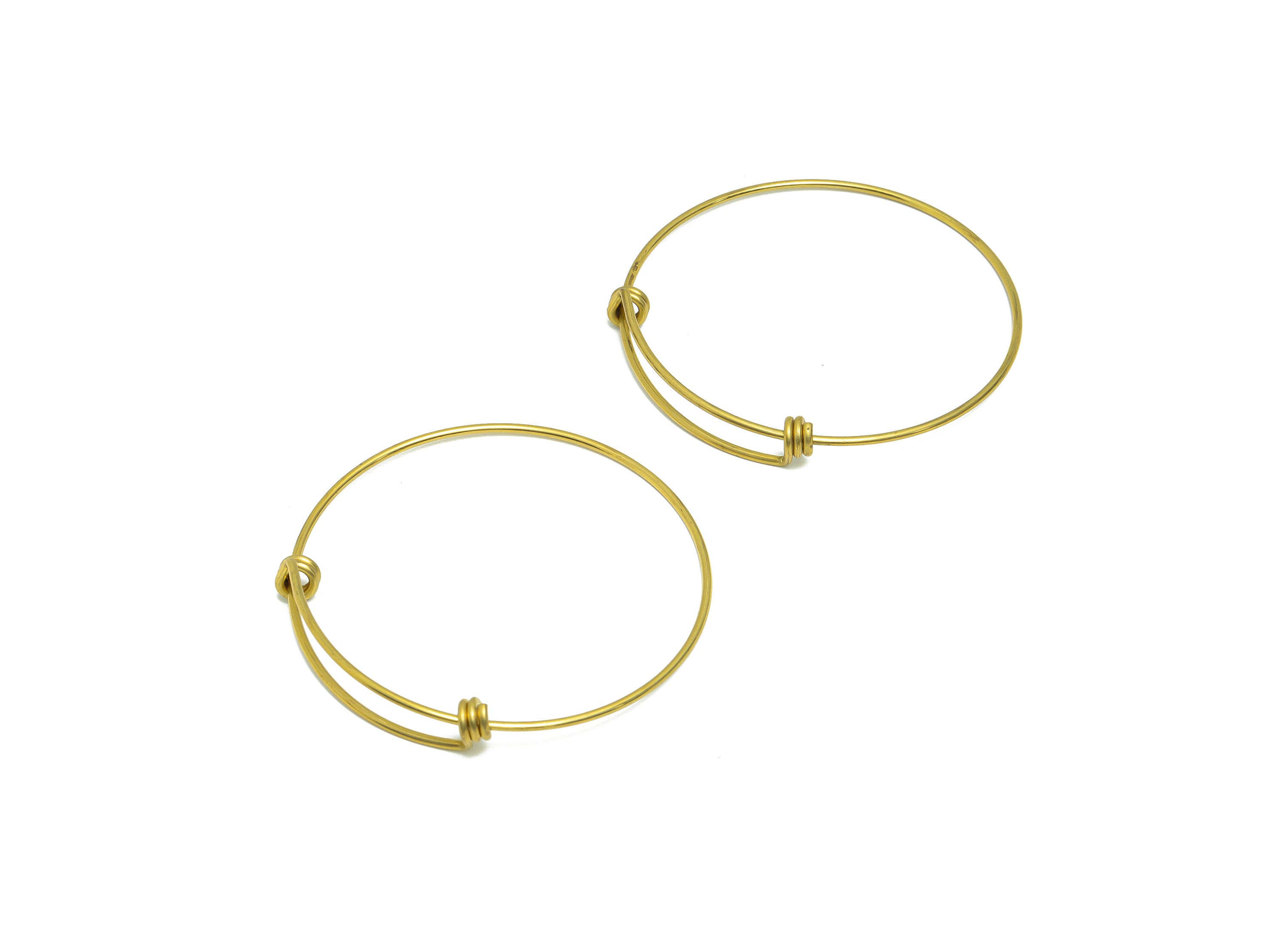 Adjustable Bracelet For Beads - Brass Adjustable Circle Bracelet - Brass Ring Bracelet - Brass Wire Bracelet - 62x65x1mm - PP9428 - DOMEDBAZAAR