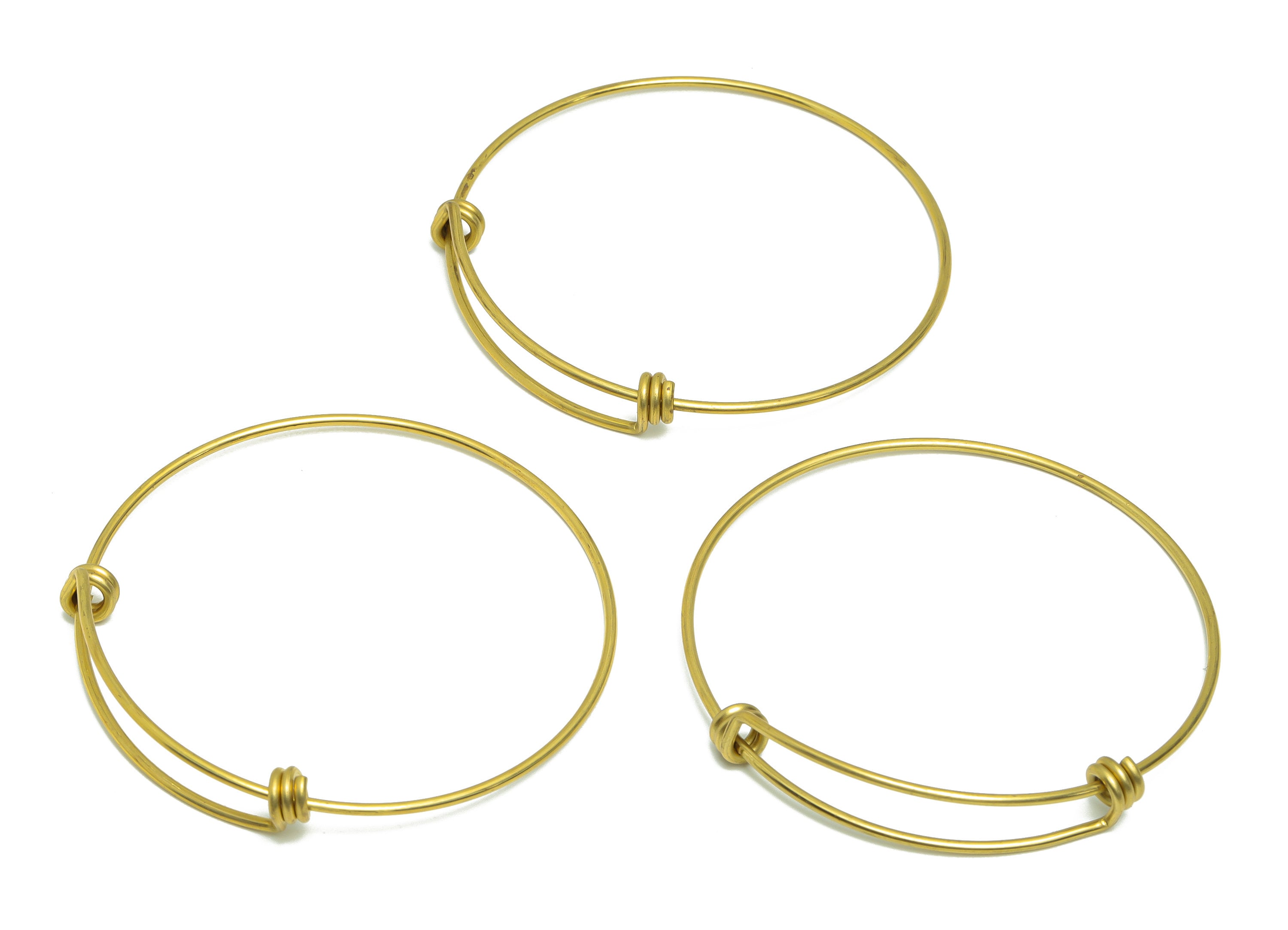 Adjustable Bracelet For Beads - Brass Adjustable Circle Bracelet - Brass Ring Bracelet - Brass Wire Bracelet - 62x65x1mm - PP9428 - DOMEDBAZAAR