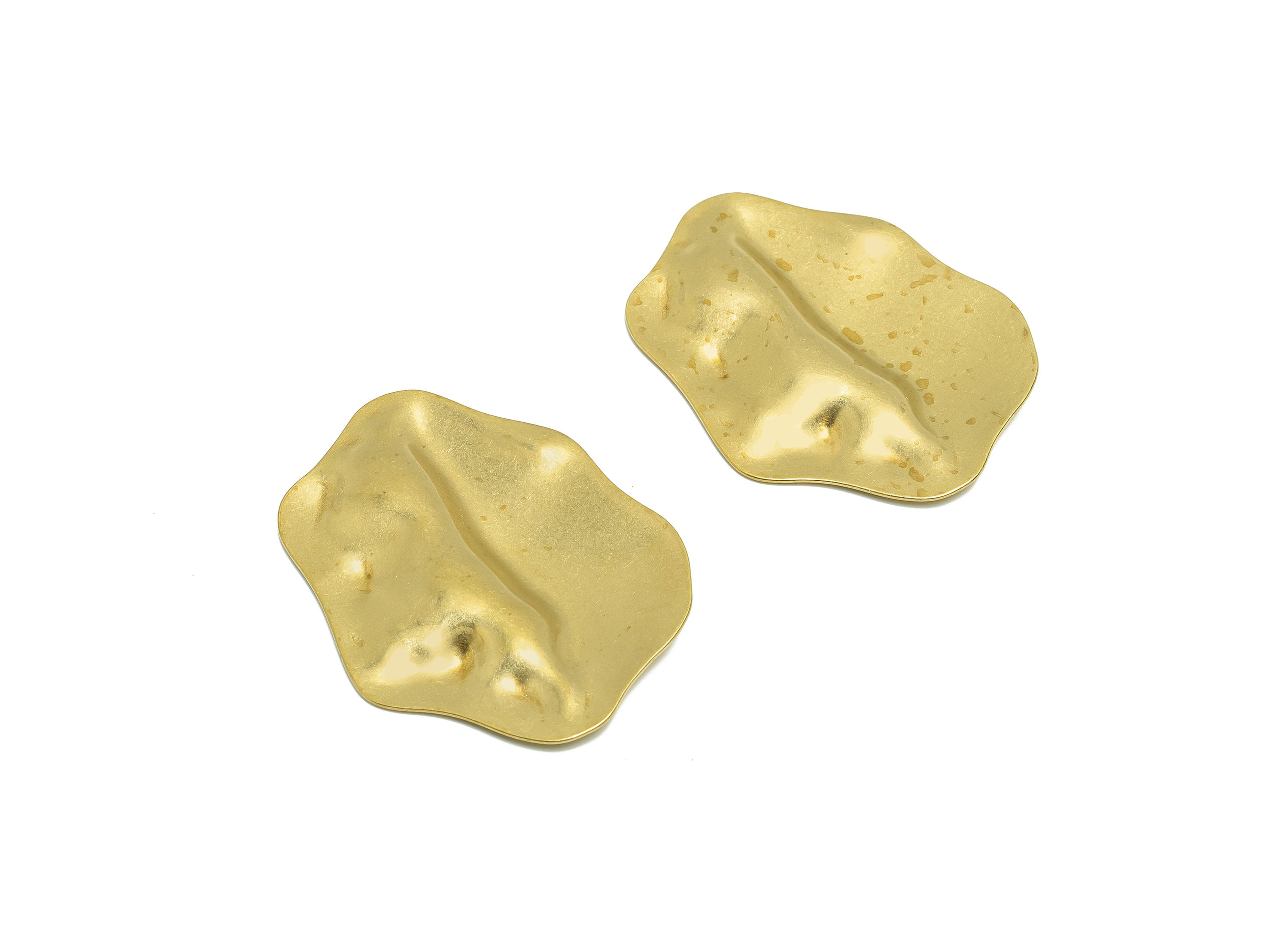 Brass Wavy Earring Charm - Brass Hammered Charm - Brass Irregular Wavy Charm - Hammered Charm - Earring Finding - 59x44.27x1.55mm -PP9417 - DOMEDBAZAAR