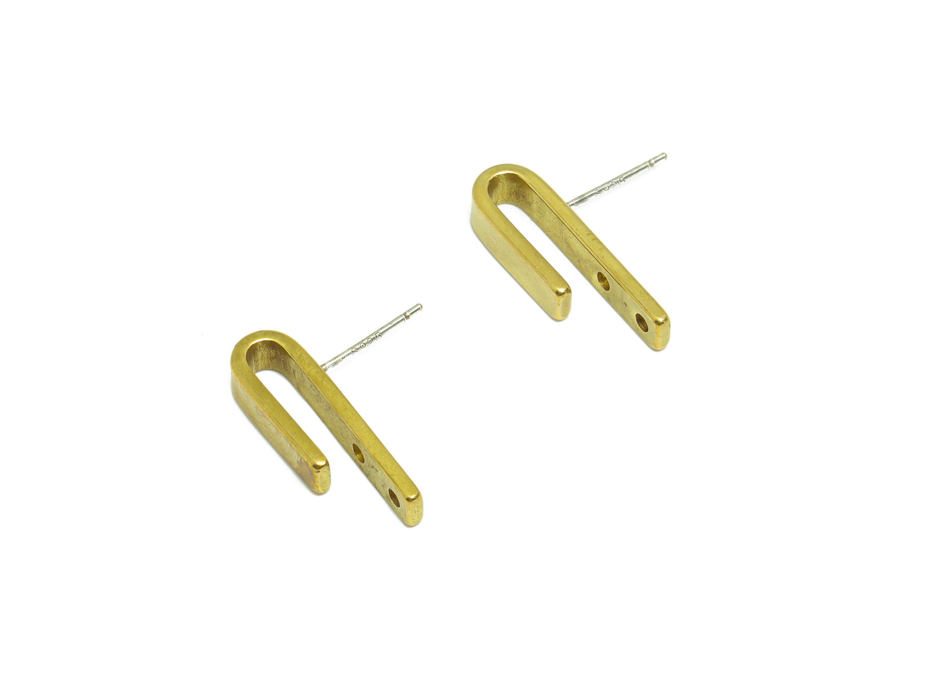 Brass Hoop Earring Post - Brass Hoop Wire Earring Stud - Oval C Hoop Earring Connector - Brass Hoop Earring Post - 21x3.9x1mm - PP9442 - DOMEDBAZAAR