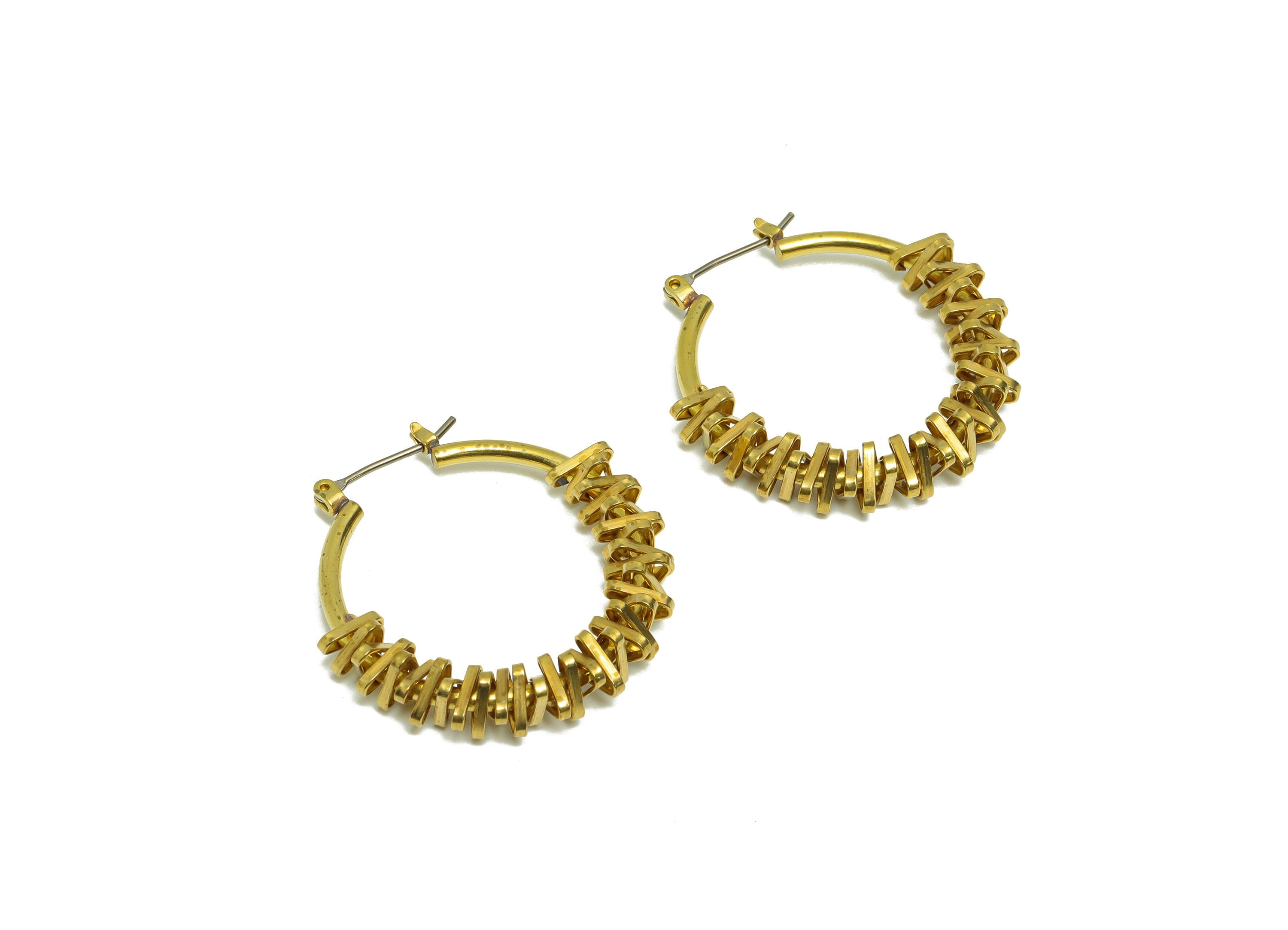 Brass Hoop Wire Earring - Brass Triangle Hinged Back Earring - Raw Brass Round Earring - Geometry Earring - 33x32.6x2mm -PP9470 - DOMEDBAZAAR