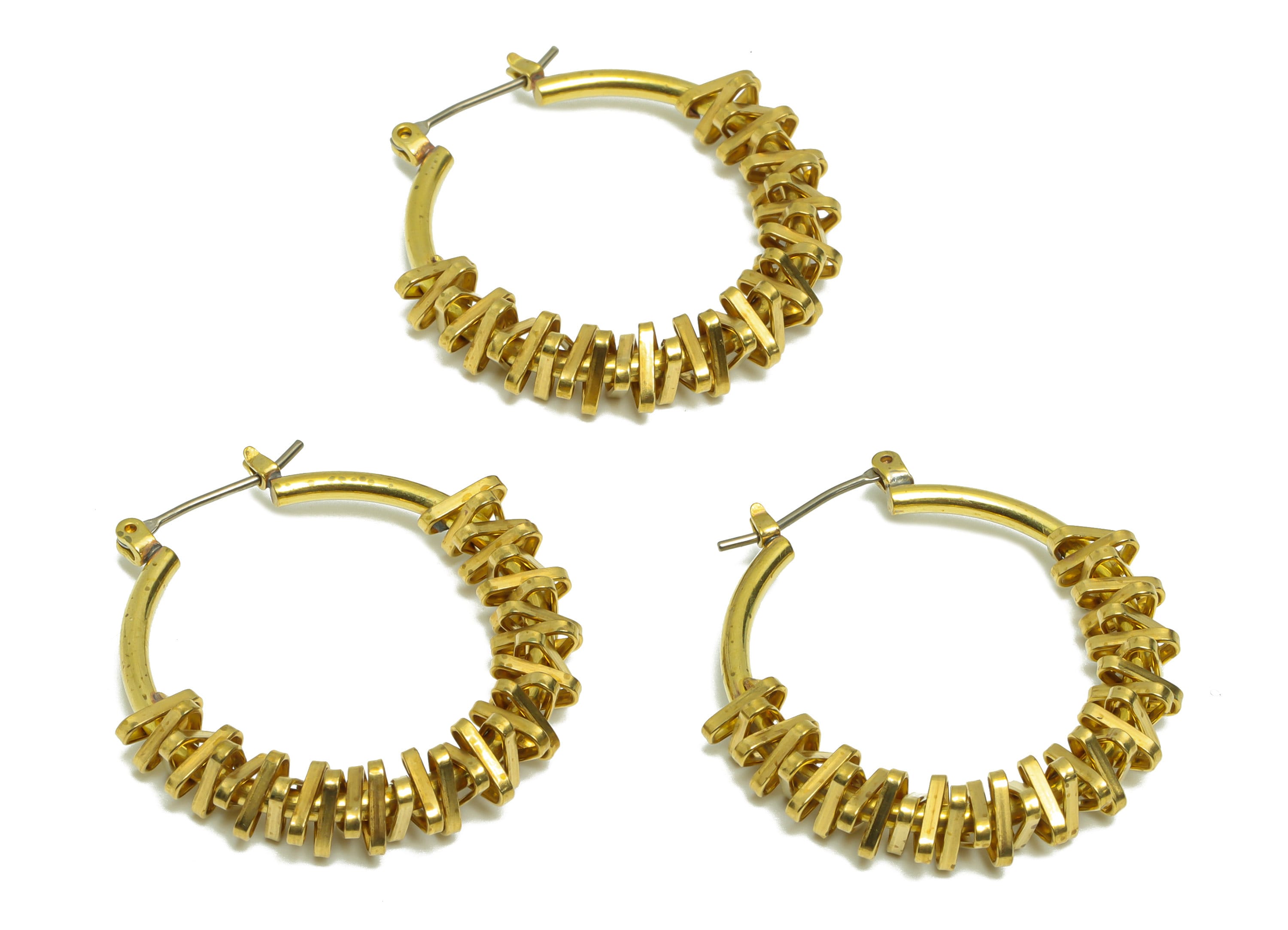 Brass Hoop Wire Earring - Brass Triangle Hinged Back Earring - Raw Brass Round Earring - Geometry Earring - 33x32.6x2mm -PP9470 - DOMEDBAZAAR
