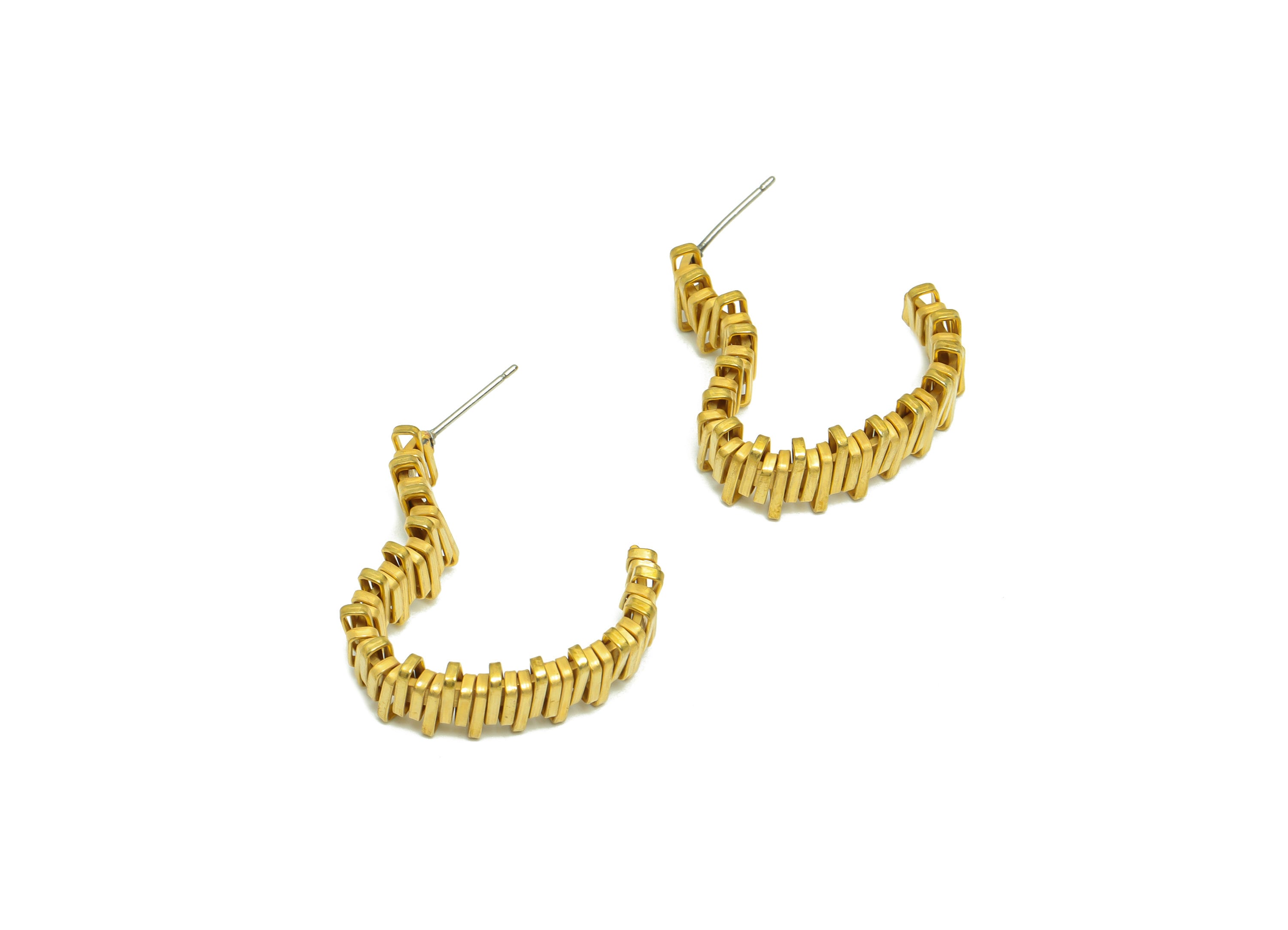 Brass Heart Hoop Earring Post - Raw Brass Rectangle Wire Earring Stud - Twine Wire Earring Post - Heart Hoop Earring Post -33x27x 3mm-PP9466 - DOMEDBAZAAR