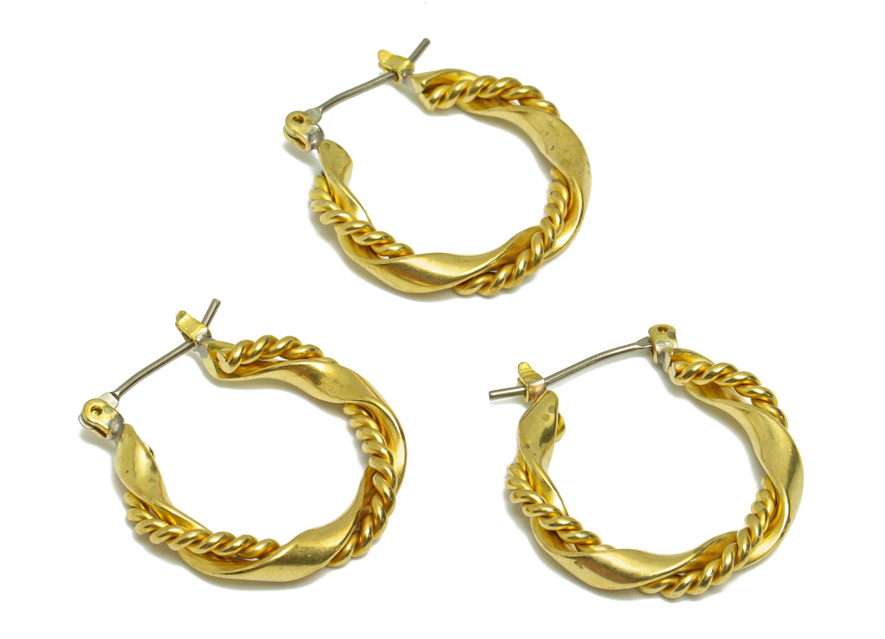 Brass Rope Wire Hoop Earring - Raw Brass Hinged Back Earring - Brass Twisted Hinged Back Earring - Wire Hoop Earring - 23x21x3.5mm - PP9477 - DOMEDBAZAAR