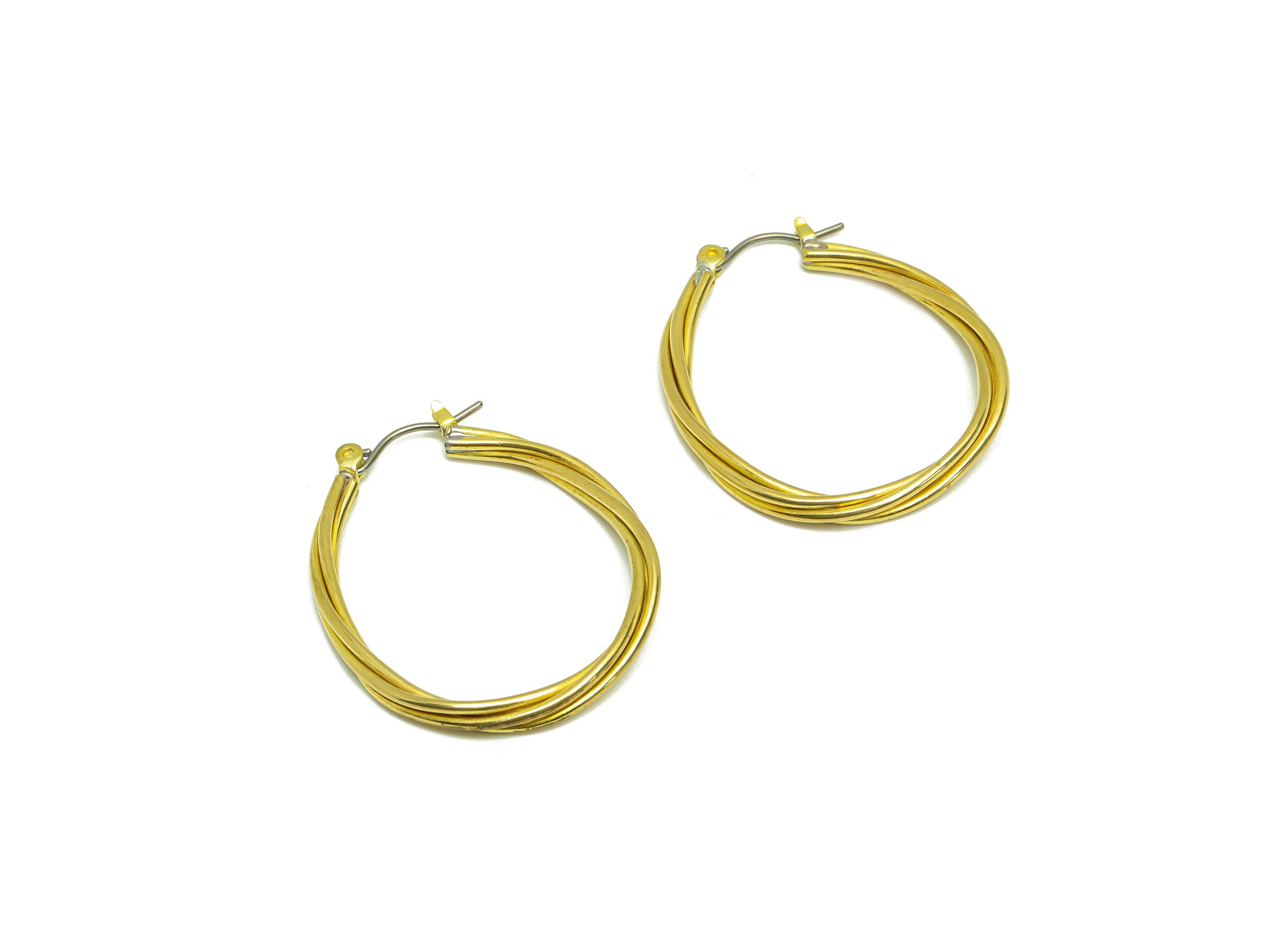Brass Oval Wire Hoop Earring - Raw Brass Hinged Back Earring - Brass Twine Wire Hinged Back Earring - Wire Hoop Earring - 34x28x2.6mm-PP9384 - DOMEDBAZAAR