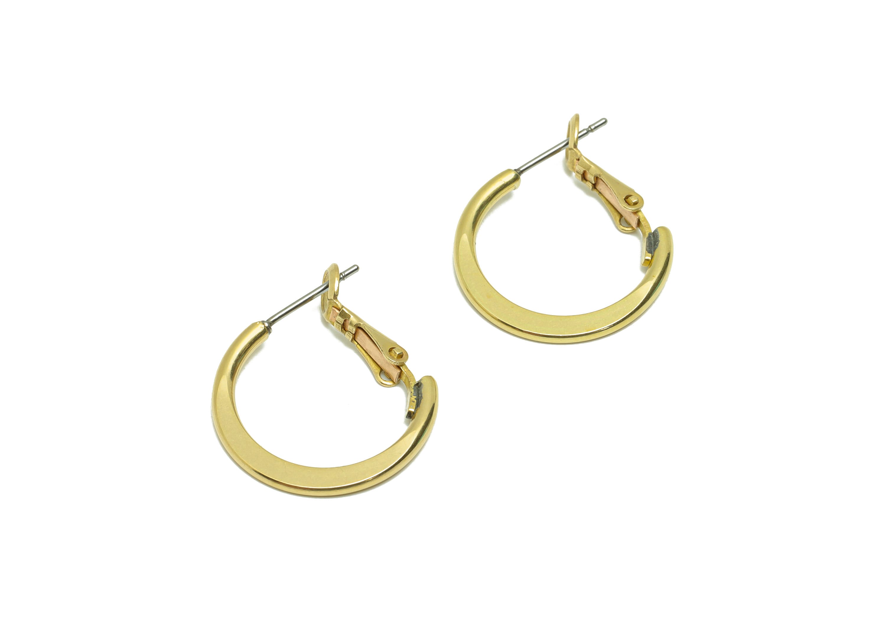 20mm Brass Hammered Hoop Earring - Raw Brass Clasp Back Earring - Hammered Clasp Back Earring - Hoop Clasp Earring - 19x19x1mm - PP9155-20 - DOMEDBAZAAR