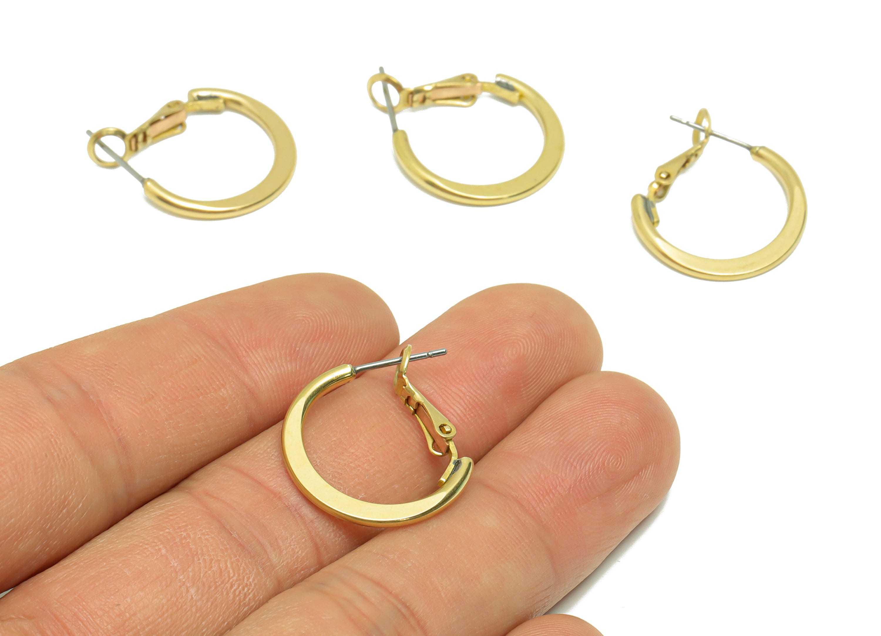 20mm Brass Hammered Hoop Earring - Raw Brass Clasp Back Earring - Hammered Clasp Back Earring - Hoop Clasp Earring - 19x19x1mm - PP9155-20 - DOMEDBAZAAR