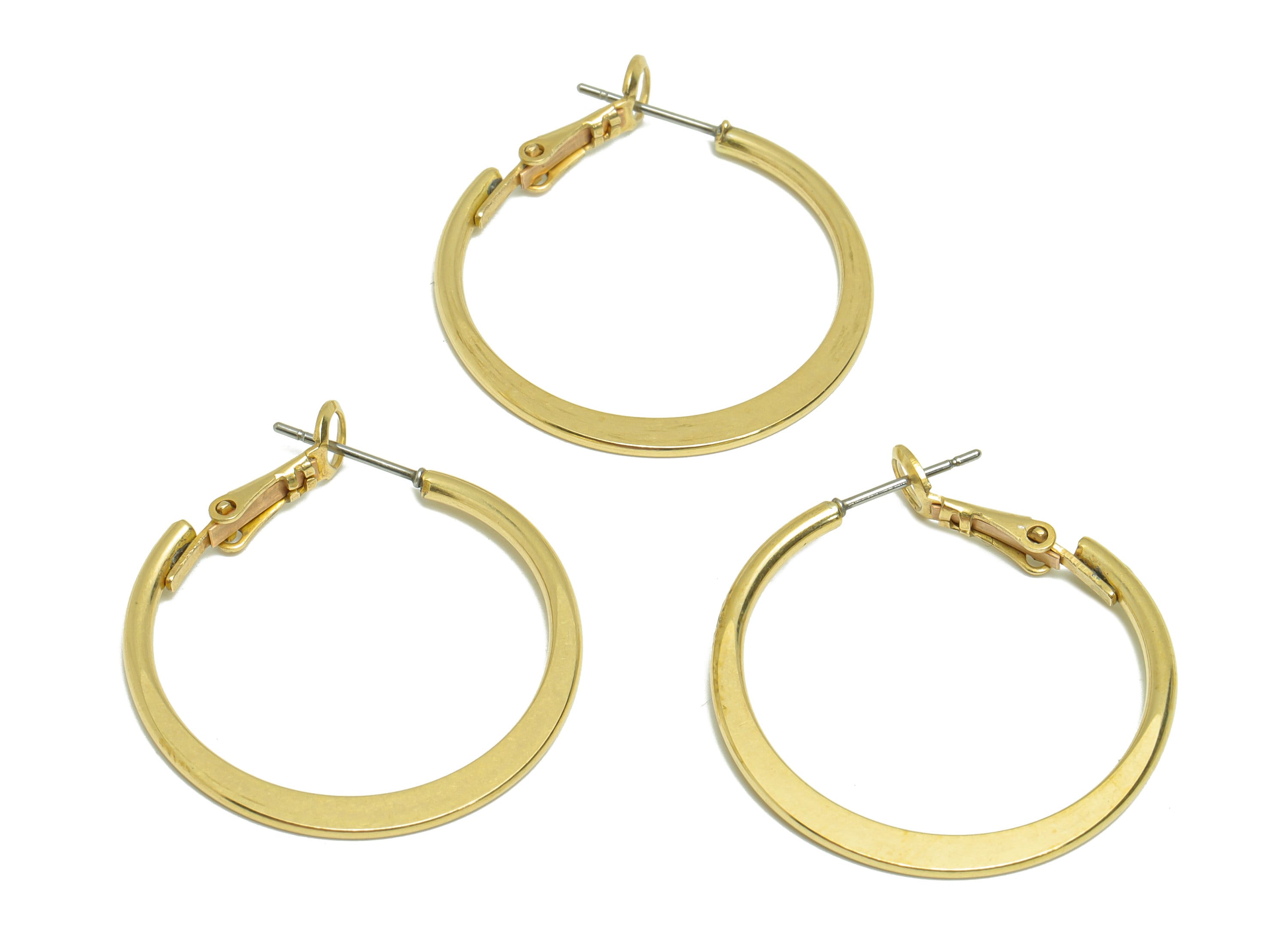 30mm Brass Hammered Hoop Earring - Raw Brass Clasp Back Earring - Hammered Clasp Back Earring - Hoop Clasp Earring - 30x 30x1mm - PP9155-30 - DOMEDBAZAAR