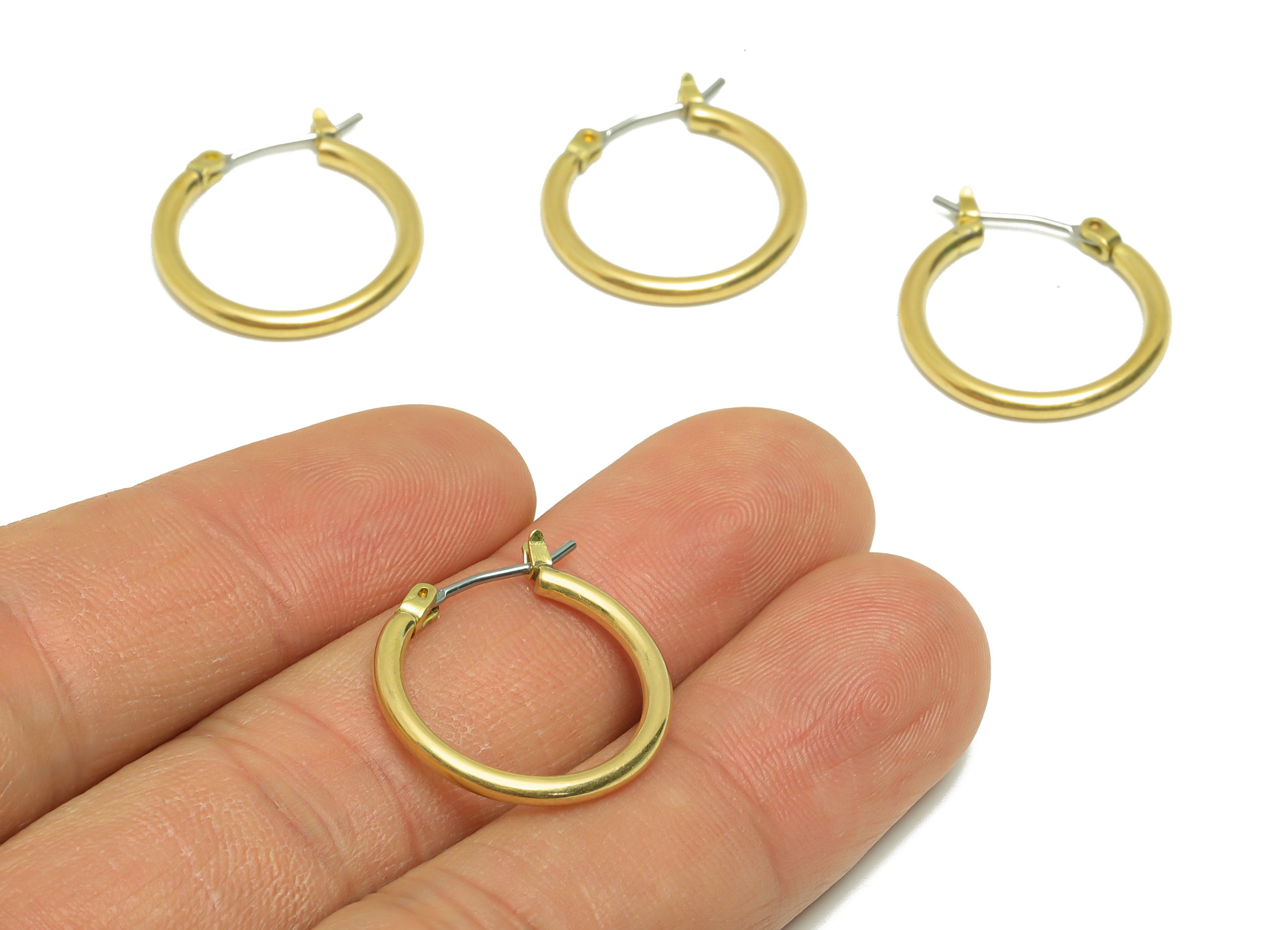 20mm Round Wire Hoop Earring - Raw Brass Hinged Back Earring - Brass Circle Hinged Back Earring - Wire Hoop Earring - 20x20x2mm - PP9154-20 - DOMEDBAZAAR
