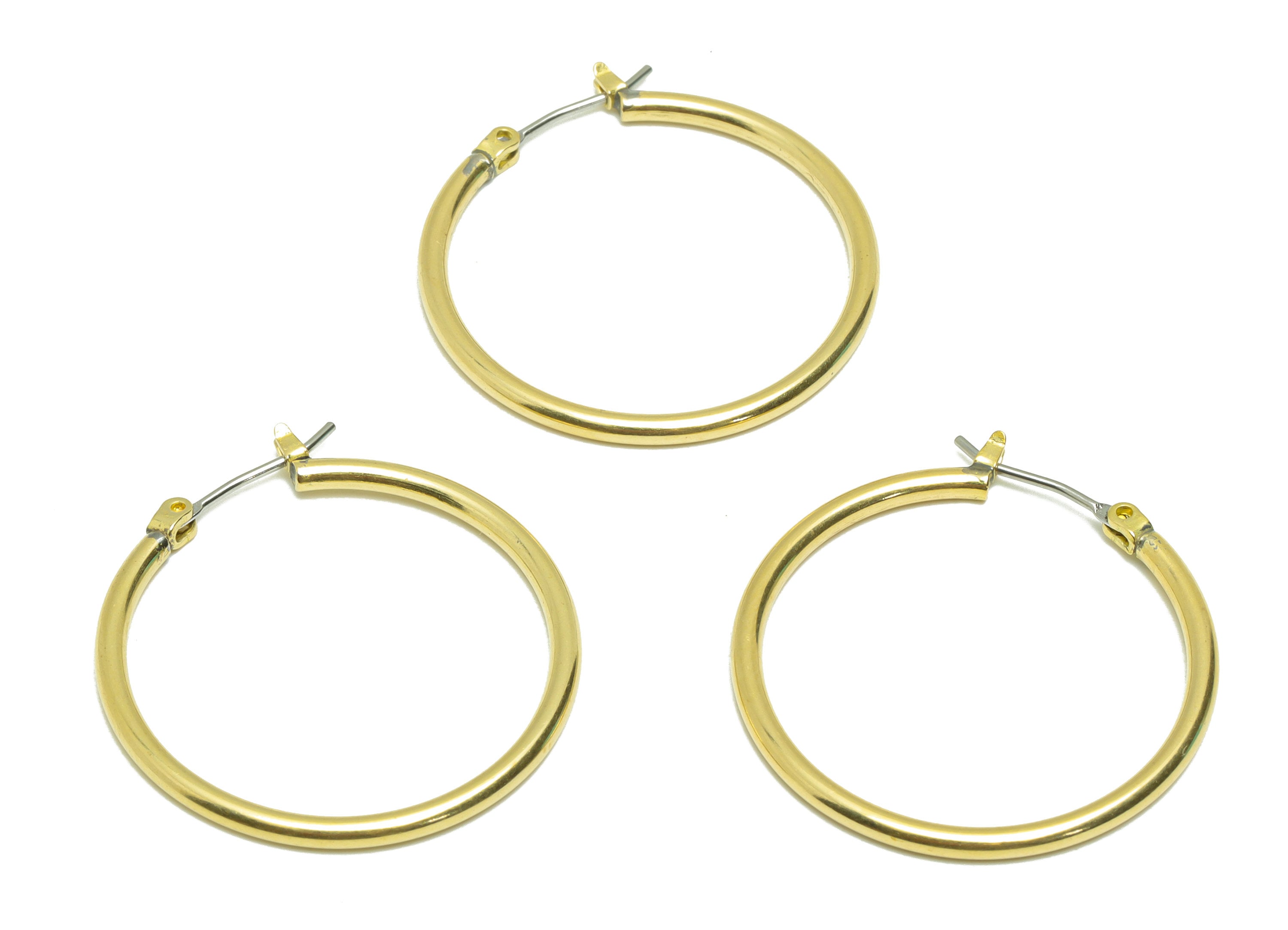 30mm Round Wire Hoop Earring - Raw Brass Hinged Back Earring - Brass Circle Hinged Back Earring - Wire Hoop Earring - 30x30x2mm - PP9154-30 - DOMEDBAZAAR