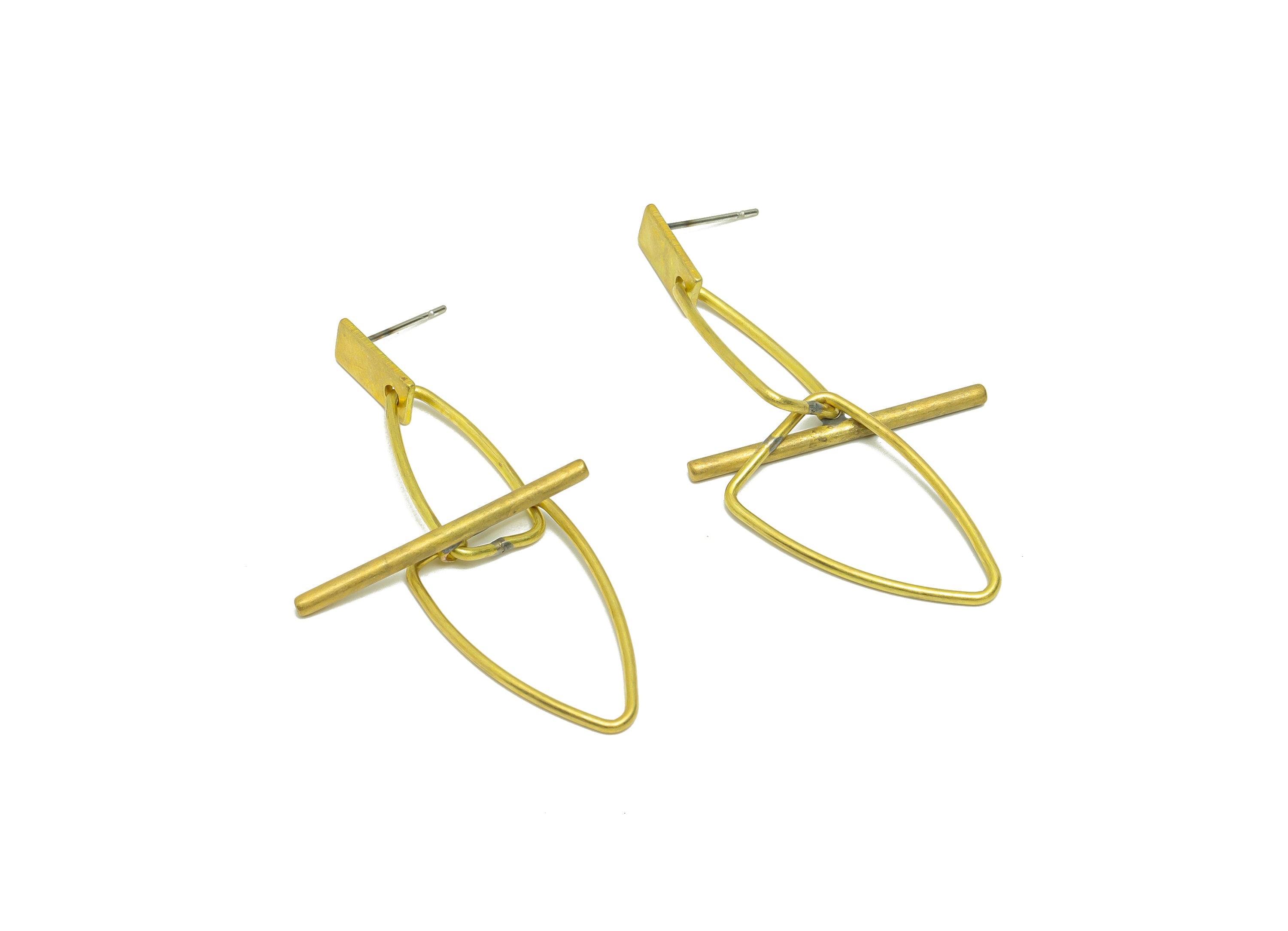 Brass Dangle Earring Post - Raw Brass Stick Earring Post - Dangle Irregular Earring Post - Geometry Stick Earring Post - 51x15x1mm - PP9130 - DOMEDBAZAAR
