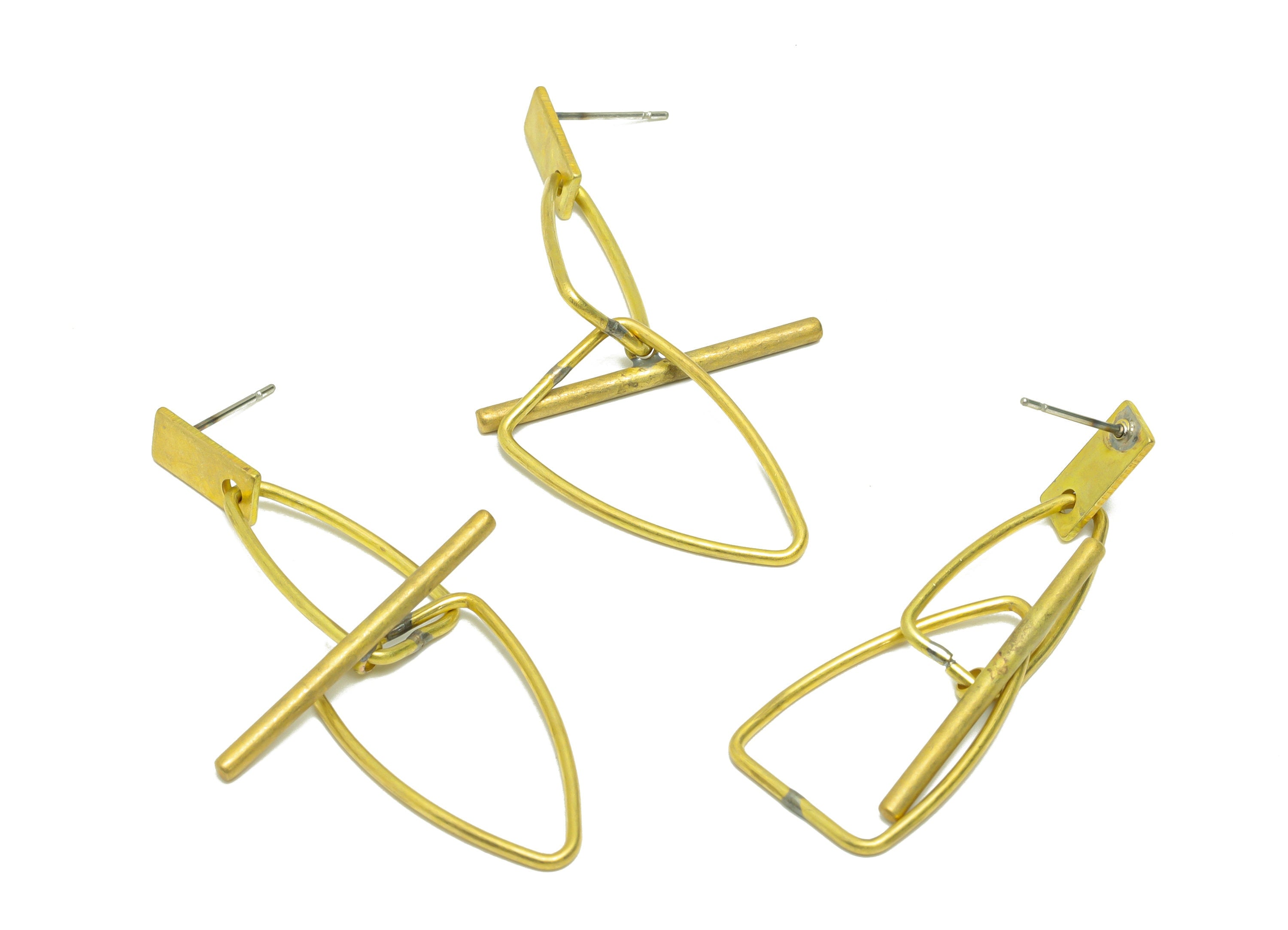 Brass Dangle Earring Post - Raw Brass Stick Earring Post - Dangle Irregular Earring Post - Geometry Stick Earring Post - 51x15x1mm - PP9130 - DOMEDBAZAAR