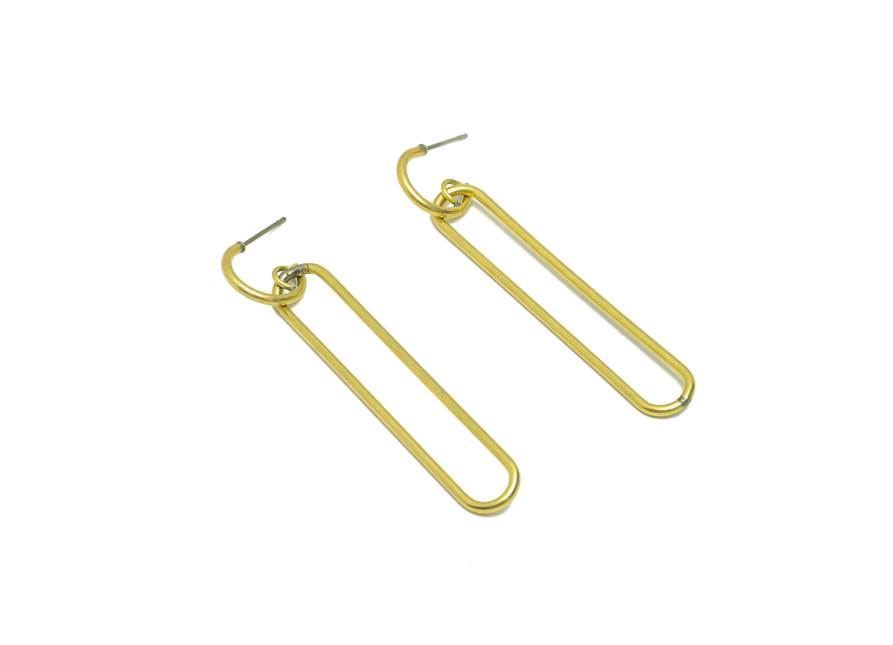 Brass Hoop Dangle Earring Post - Raw Brass Wire Oval Earring Post - Round Earring Post - Geometry Earring Post - 57x8.66x1.51mm - PP9132 - DOMEDBAZAAR