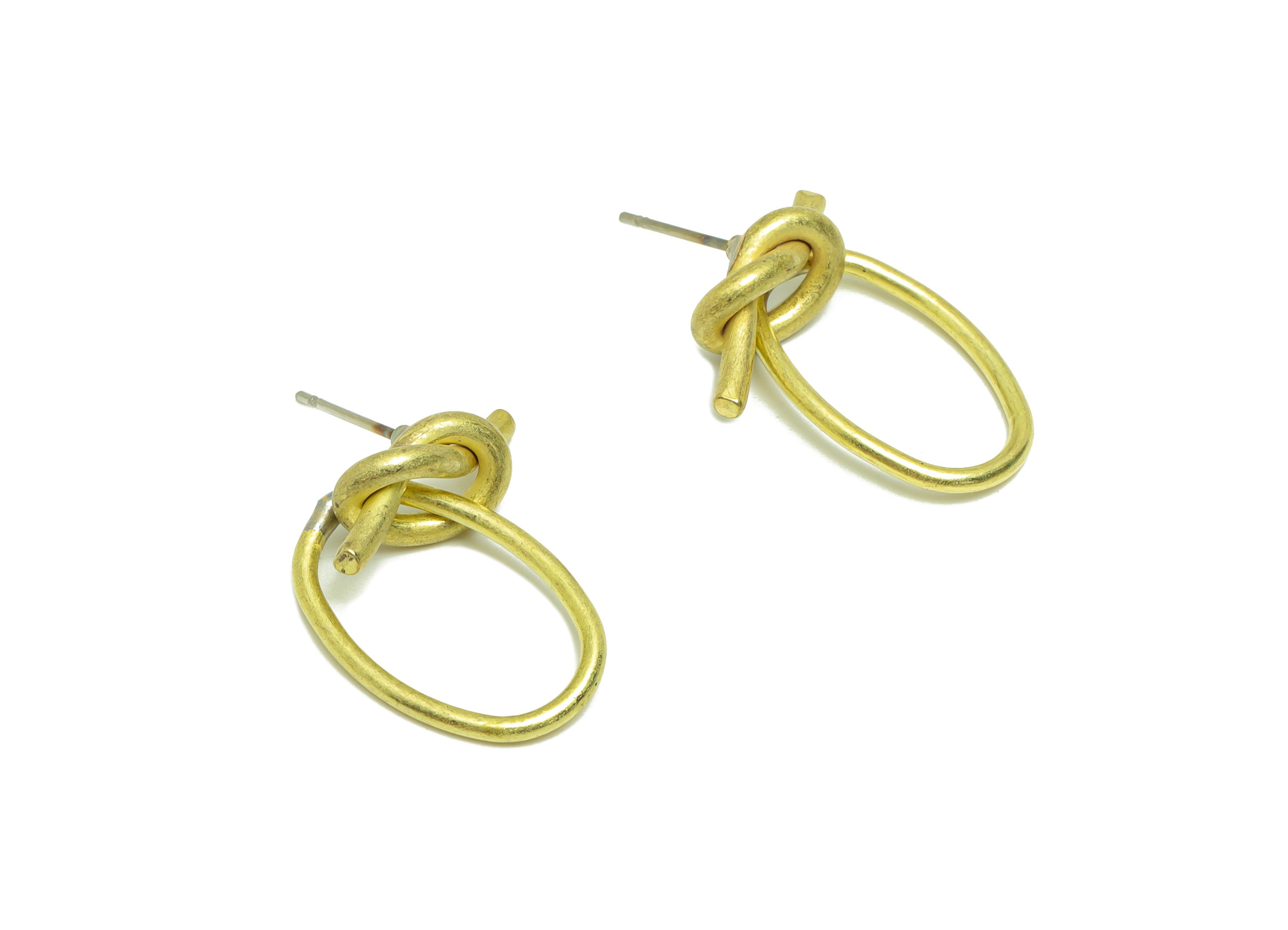 Brass Oval Knot Dangle Earring Post - Raw Brass Twine Knot Wire Earring - Twisted Wire Earring Post - Knot Earring Post - 44x20x1mm - PP9148 - DOMEDBAZAAR