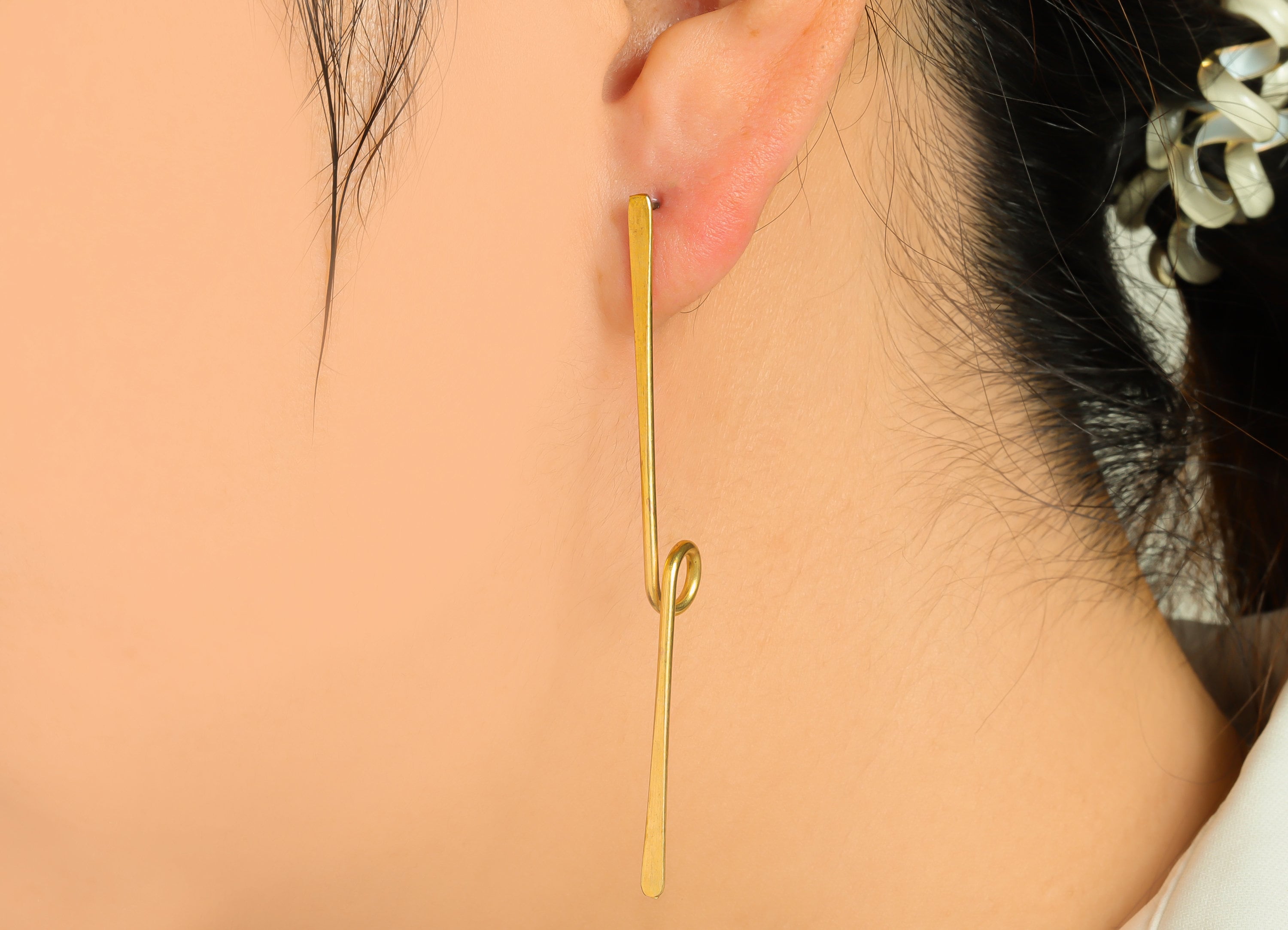 Brass Hammered Wire Earring Post - Raw Brass Stick Knot Earring Post - Twisted Wire Earring Post - Hammered Bar Post - 71x2x0.75mm - PP9142 - DOMEDBAZAAR