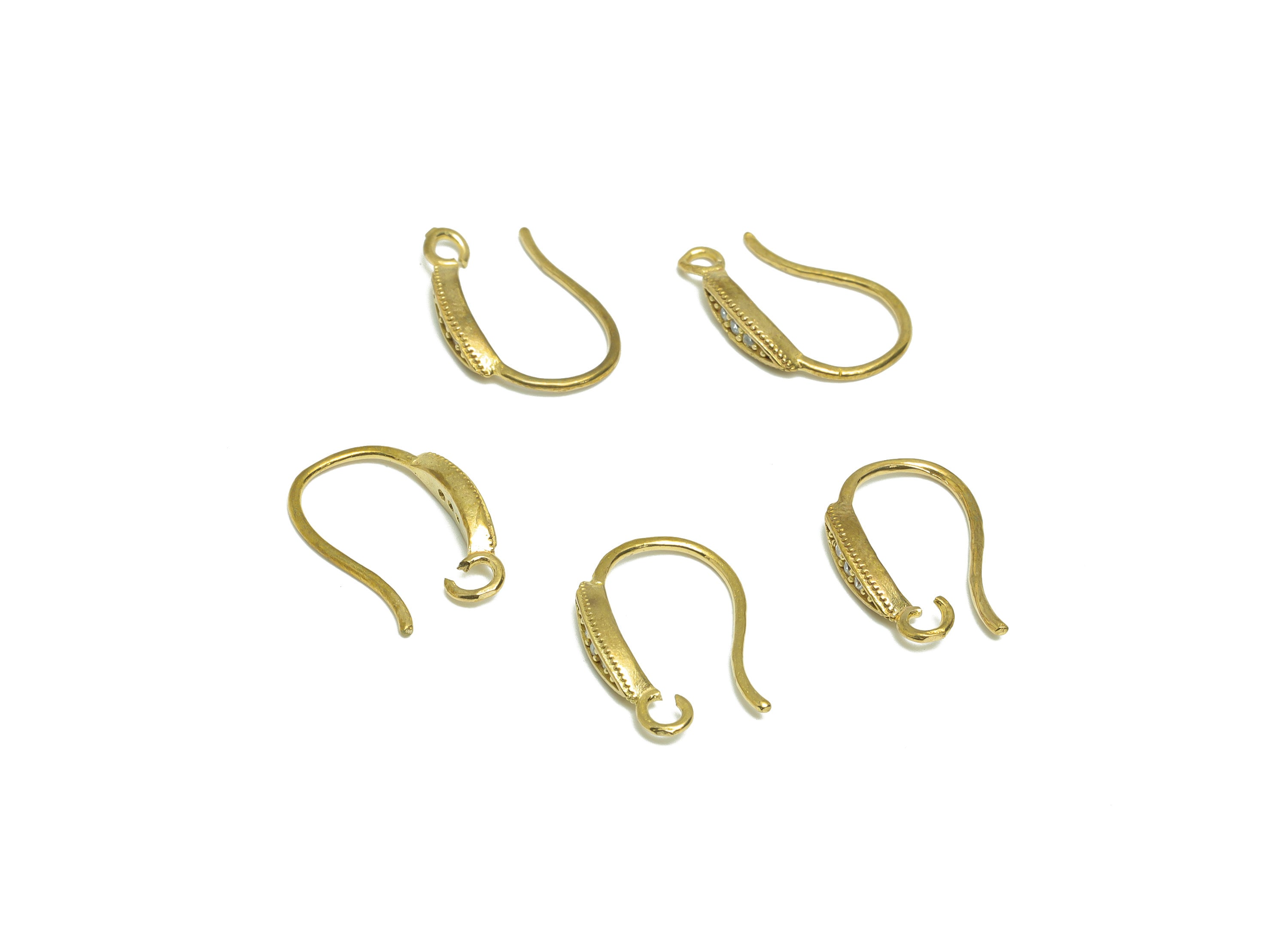 Brass Marquise Hook Wire Earring - Raw Brass Zircon Wire Hook Earring - Brass Ear Wire Earring - Eye Hook Wire Earring - 15x9x2mm - PP8995 - DOMEDBAZAAR